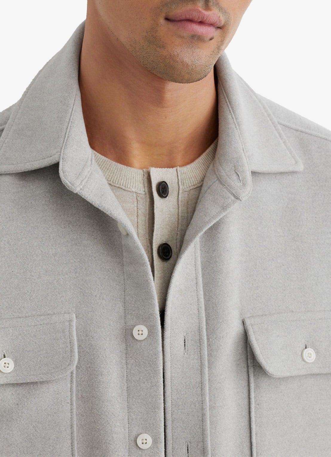 Reiss Sands overshirt met twee zakken  - detail 2 grijsmele