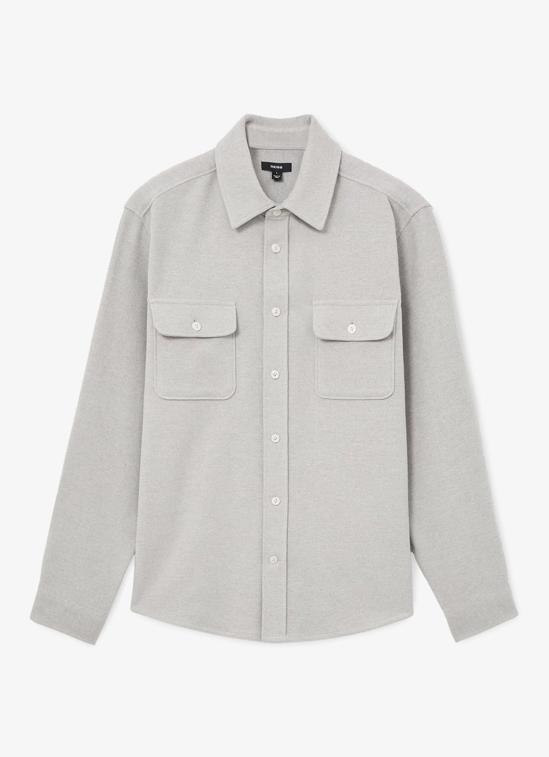 Reiss Sands overshirt met twee zakken  - voorkant 4 grijsmele