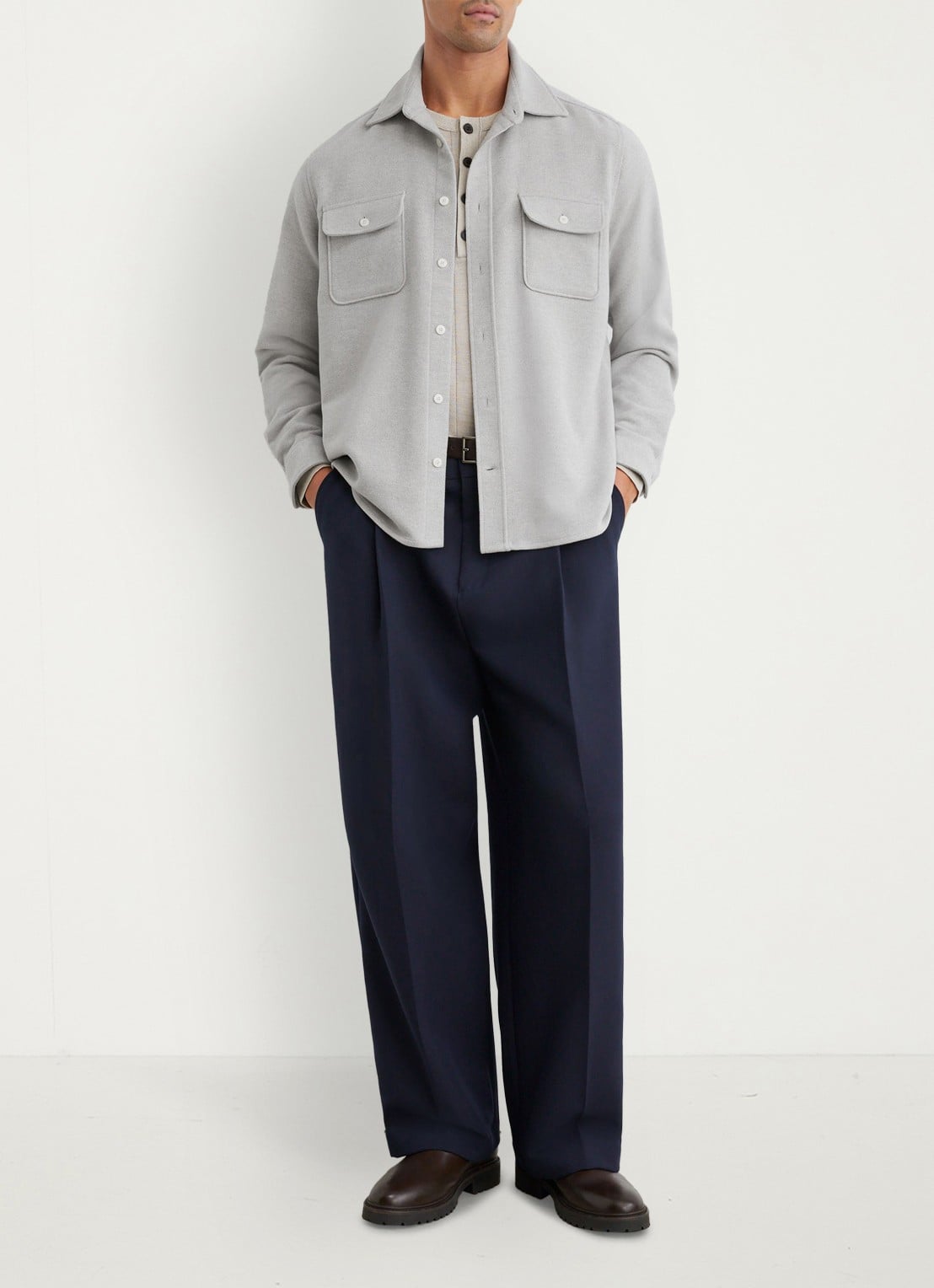 Reiss Sands overshirt met twee zakken  - voorkant 5 grijsmele