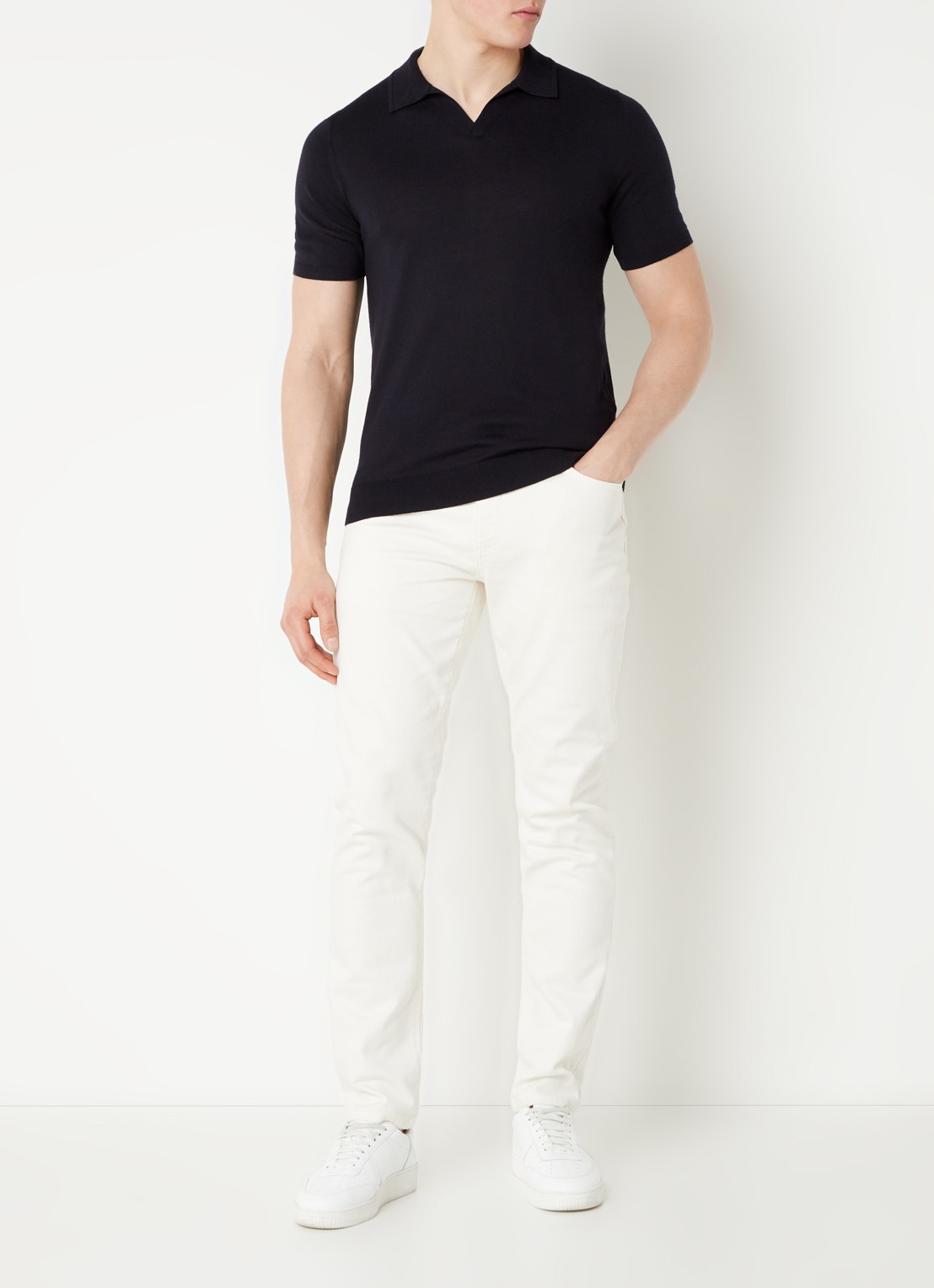 Reiss Santorini slim fit jeans met gekleurde wassing - voorkant 5 ecru / wit