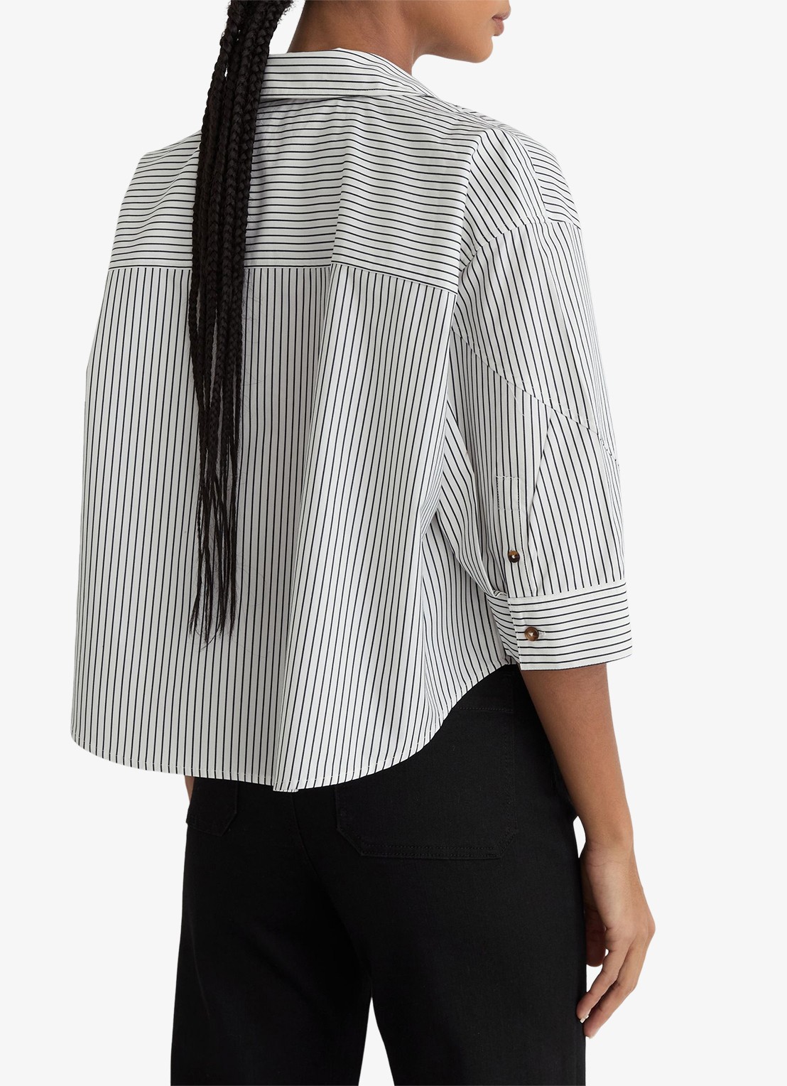 Reiss Saoirse blouse met streepprint - achterkant 3 ivoor / lichtblauw