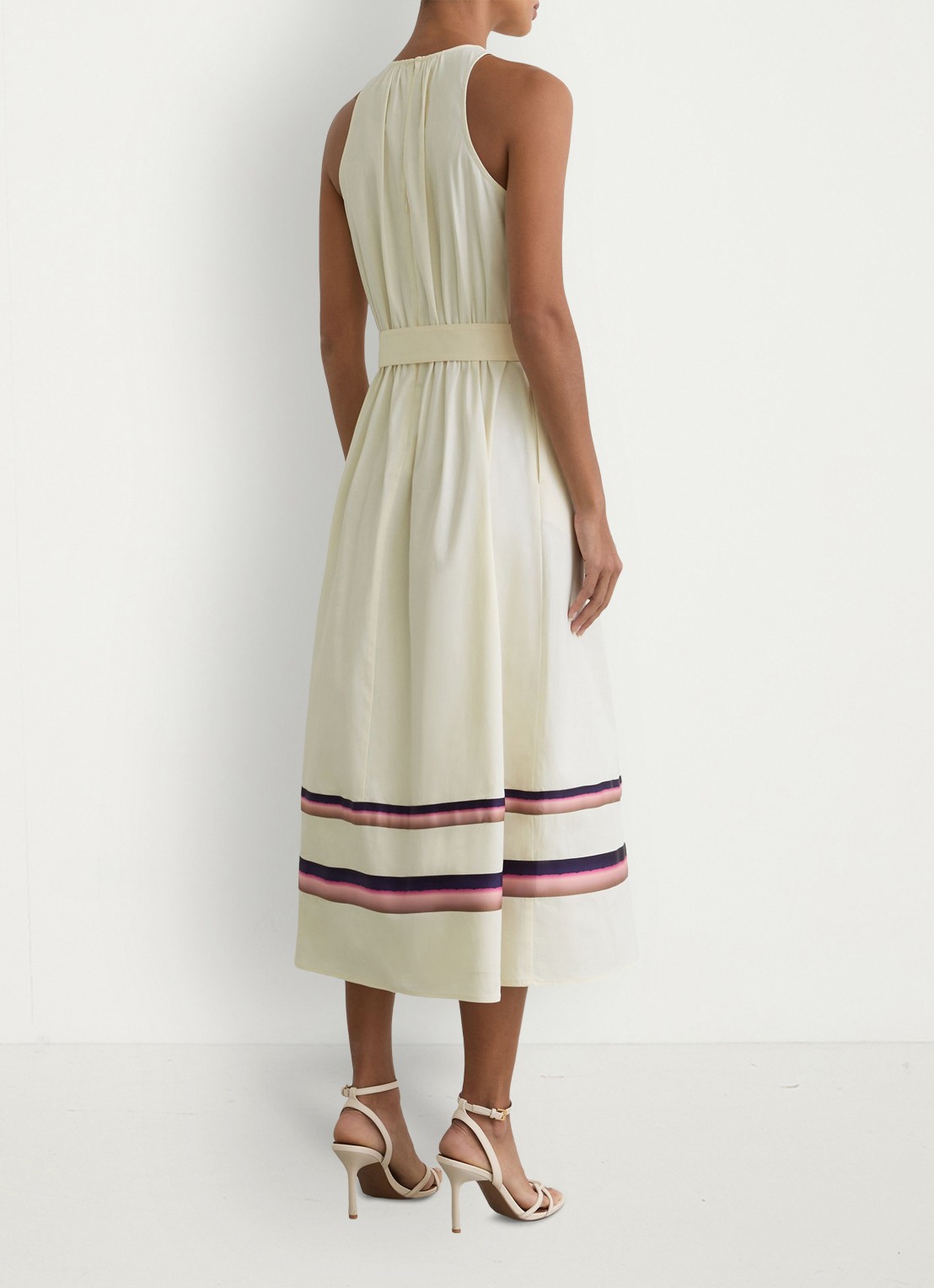 Reiss Sara midi jurk met ceintuur - achterkant 7 creme