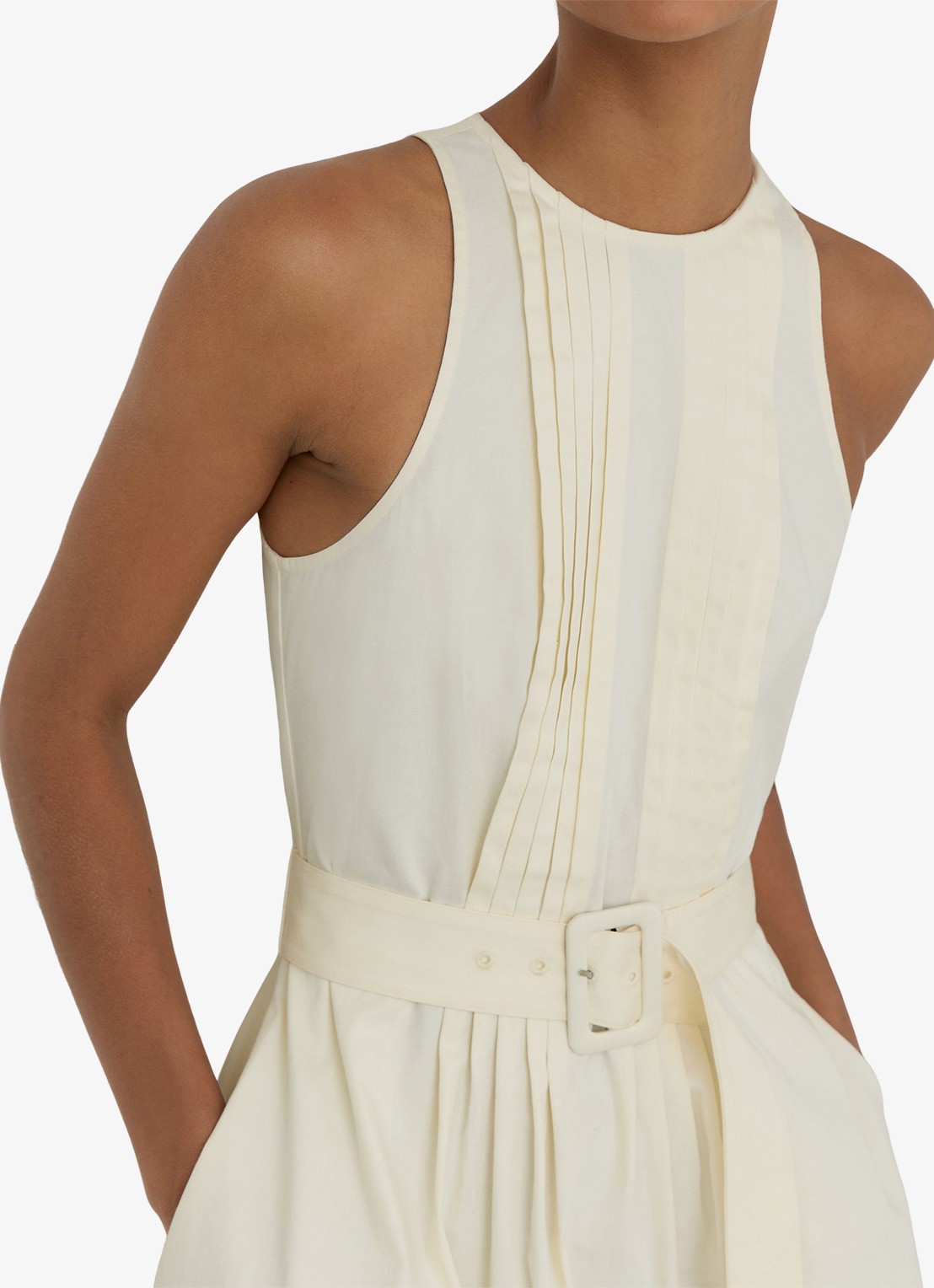 Reiss Sara midi jurk met ceintuur - detail 2 creme