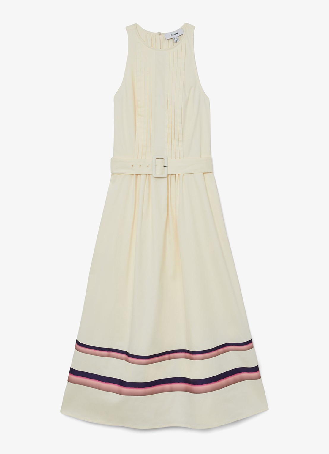 Reiss Sara midi jurk met ceintuur - voorkant 5 creme