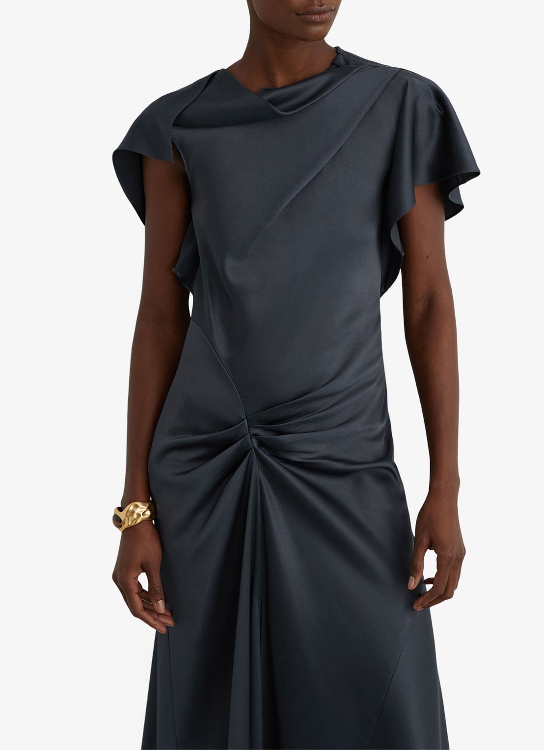 Reiss Sasha midi-jurk met gedrapeerd detail - detail 4 grijs