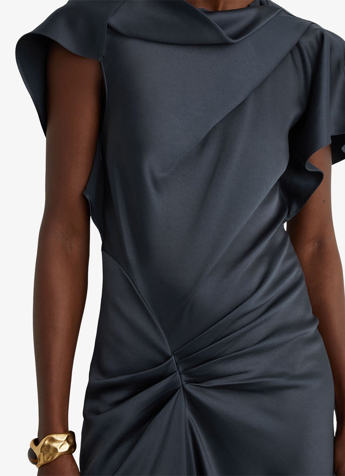 Reiss Sasha midi-jurk met gedrapeerd detail - detail 6 grijs