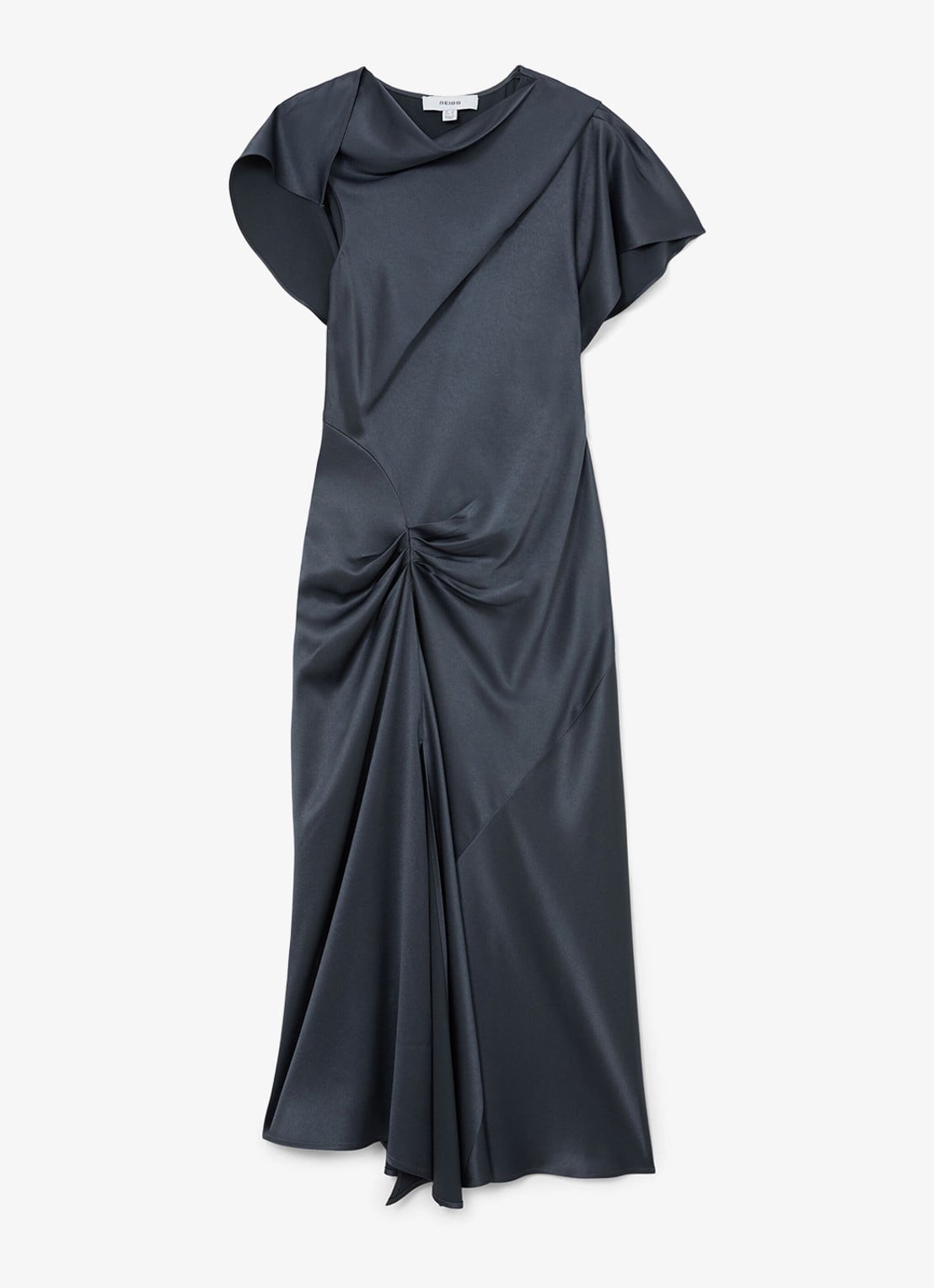 Reiss Sasha midi-jurk met gedrapeerd detail - voorkant 2 grijs