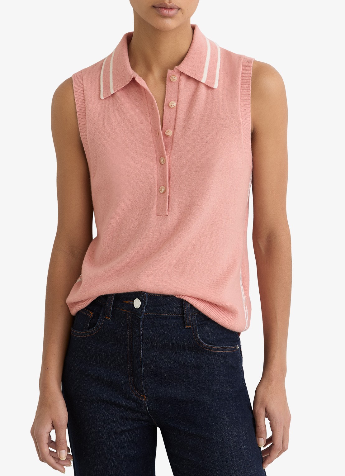 Reiss Saskia fijngebreide mouwloze top in kasjmierblend  - detail 4 roze