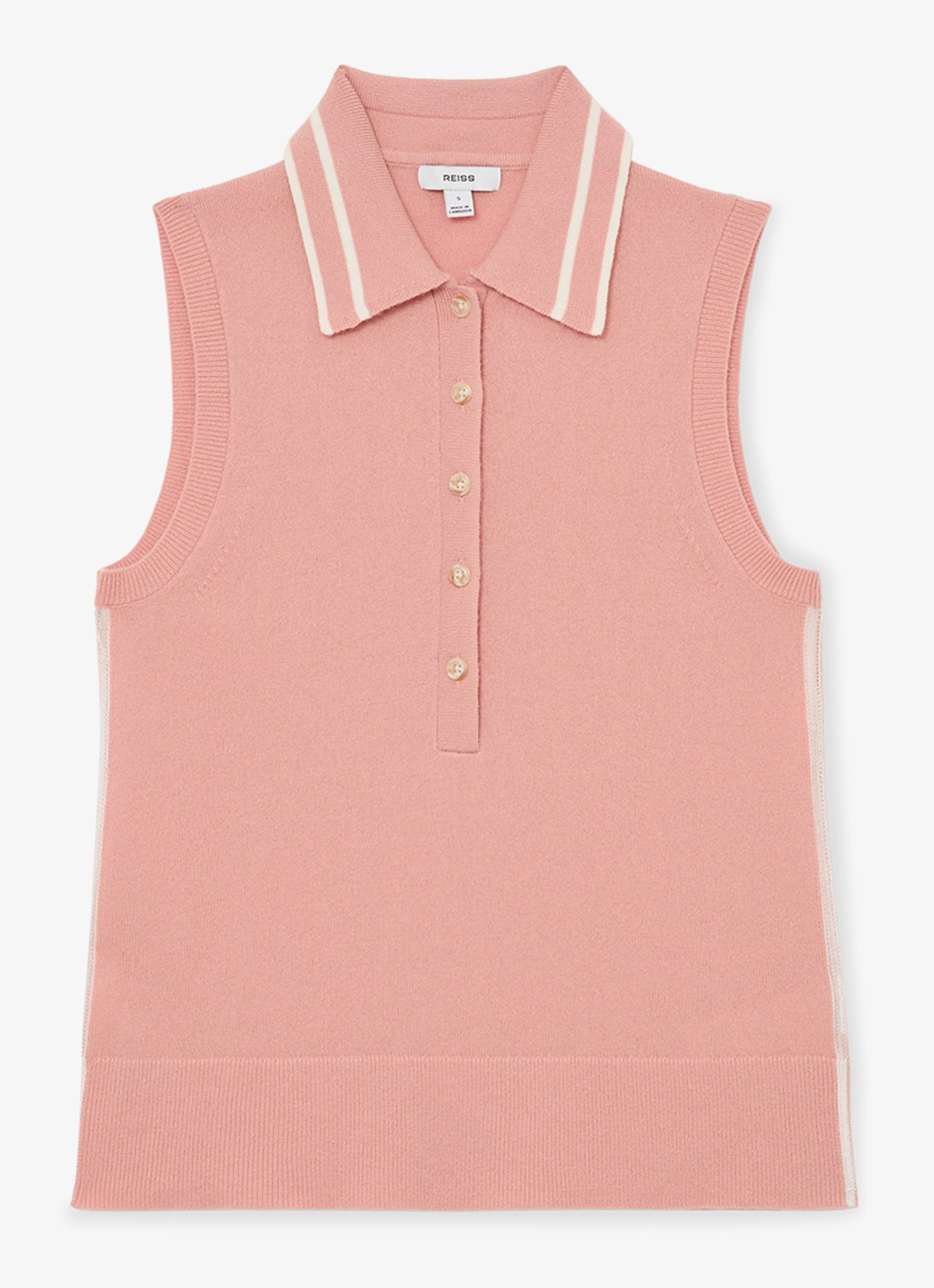 Reiss Saskia fijngebreide mouwloze top in kasjmierblend  - voorkant 2 roze