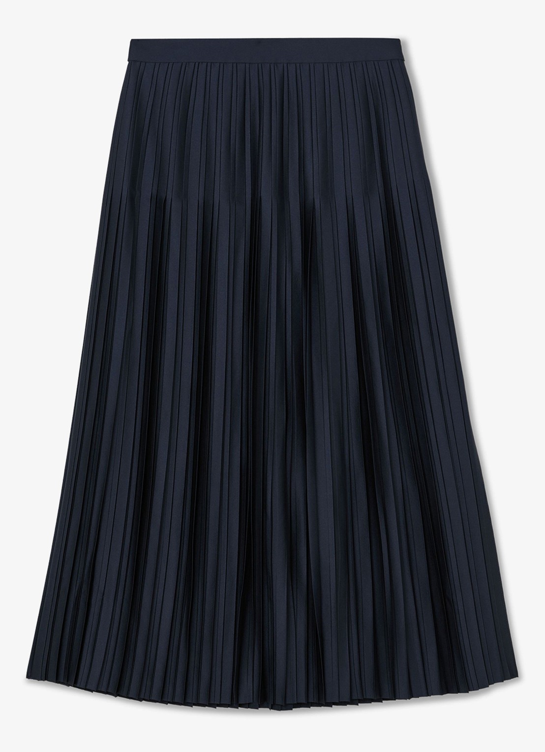 Reiss Savannah midi plooirok met split - voorkant donkerblauw