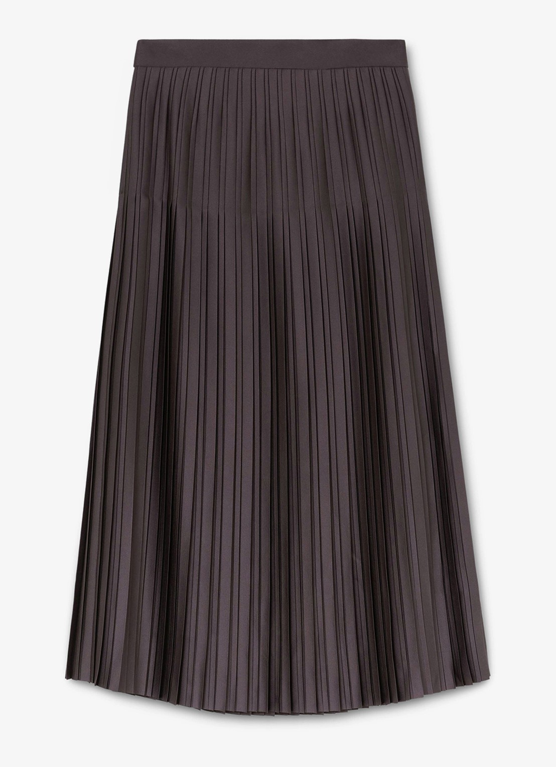 Reiss Savannah midi plooirok met split - voorkant 2 donkerbeige