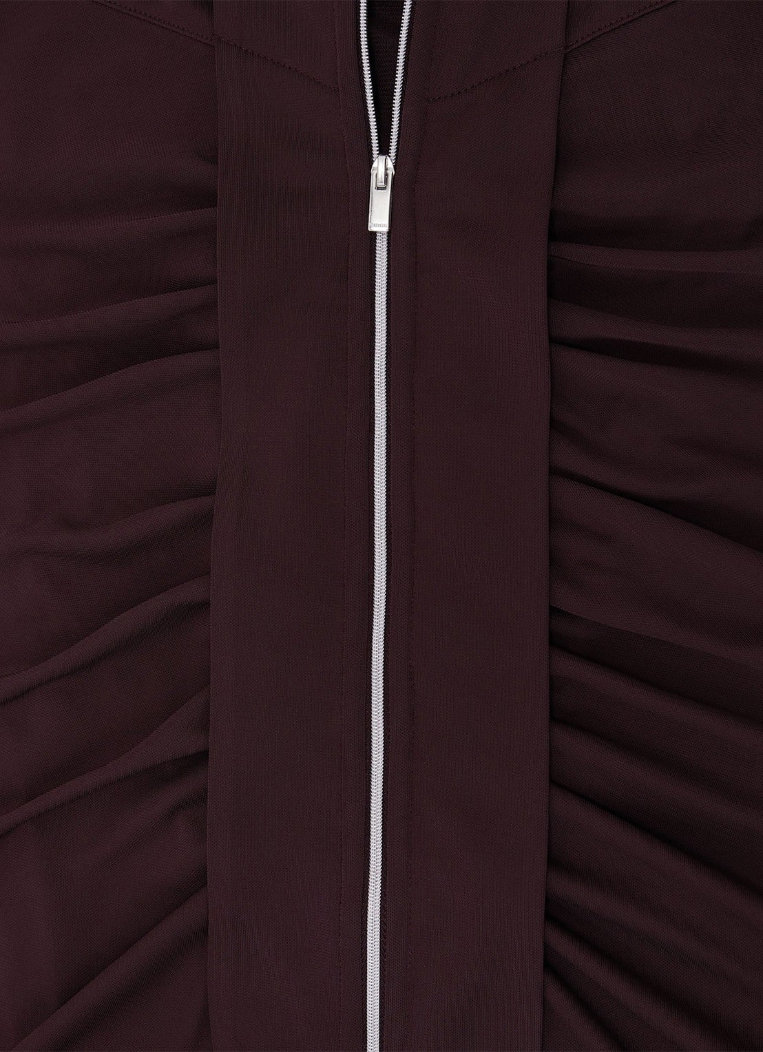 Reiss Scarlett maxi jurk van crêpe met ruches - detail 7 chocoladebruin