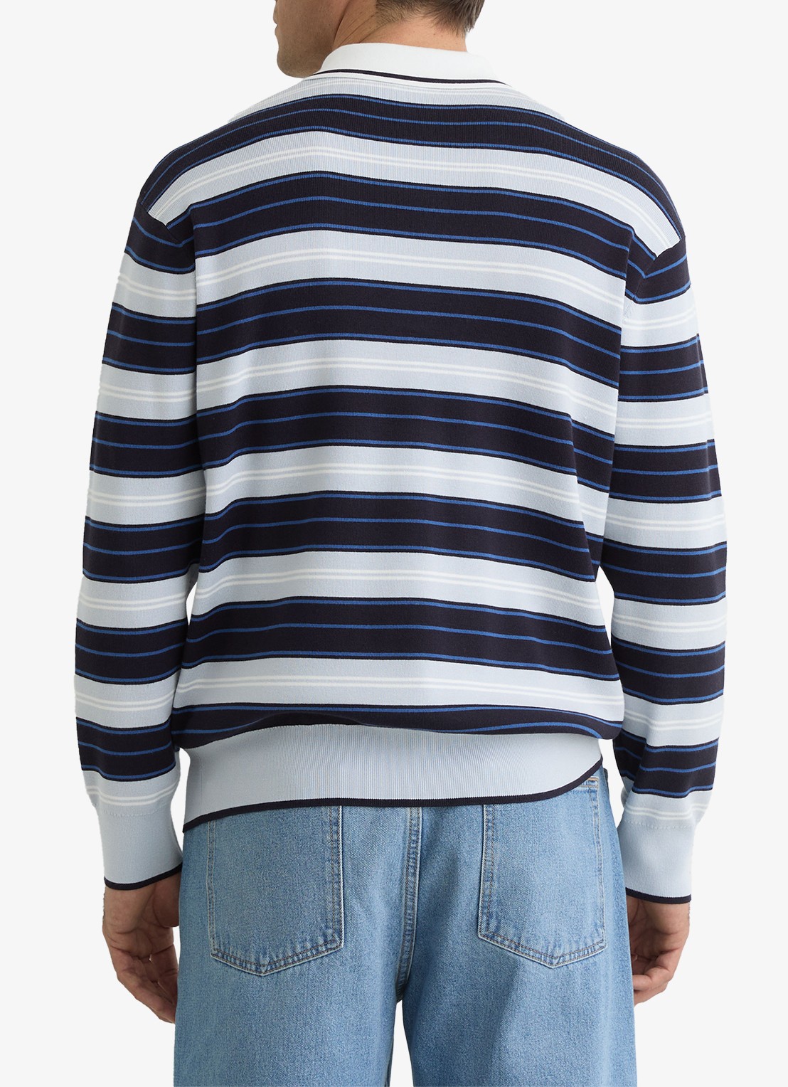 Reiss Scrum fijngebreide trui met streepprint  - achterkant 3 blauw