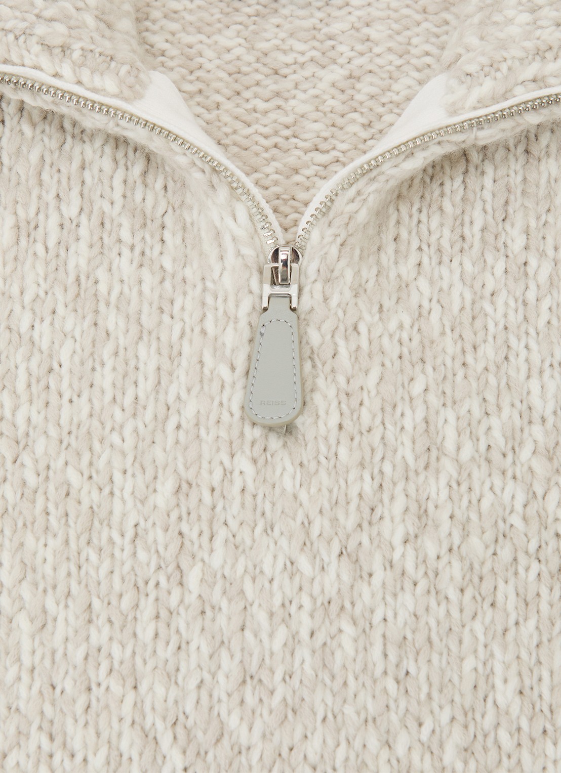 Reiss Seb grofgebreide trui in wolblend met halve rits - detail 6 grijsmele