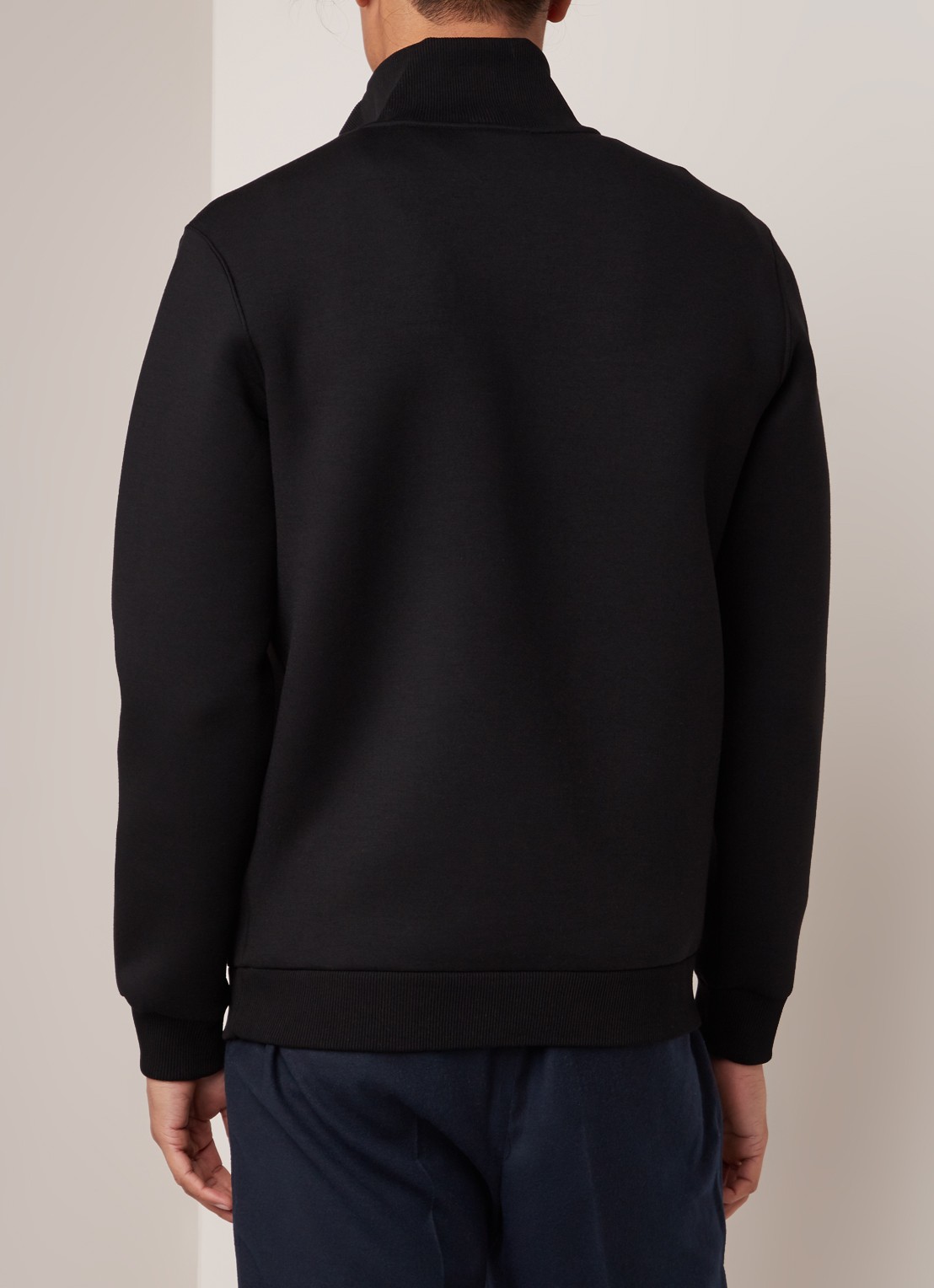 Reiss Sebastian pullover met col en halve rits - achterkant 3 zwart