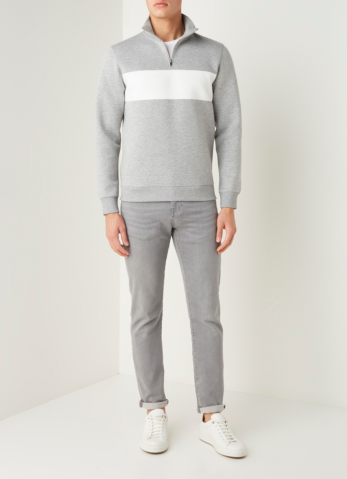 Reiss Sebastian pullover met col en halve rits - voorkant 2 undefined