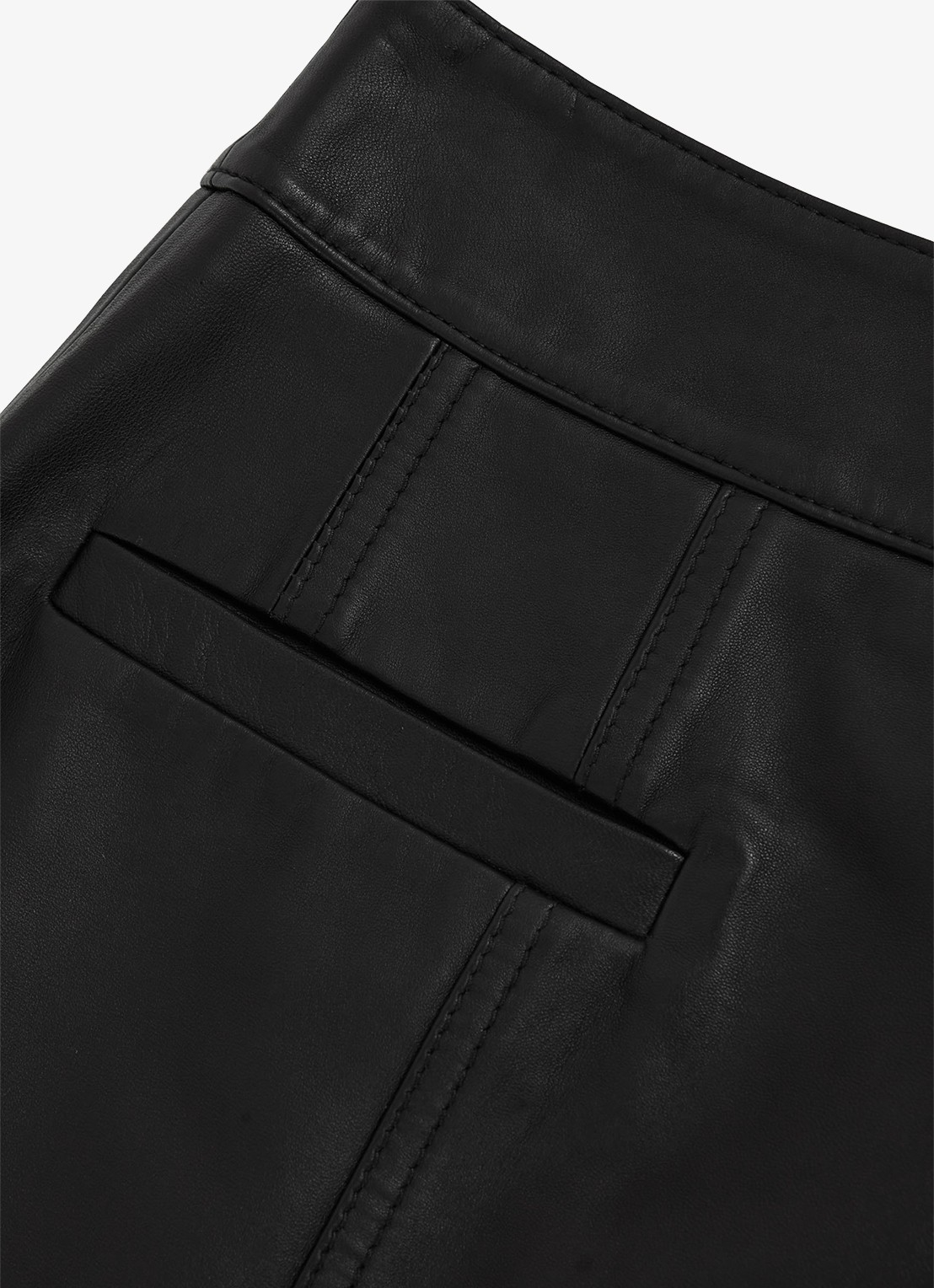 Reiss Seema high waist minirok van schapenleer  - detail 5 black / zwart
