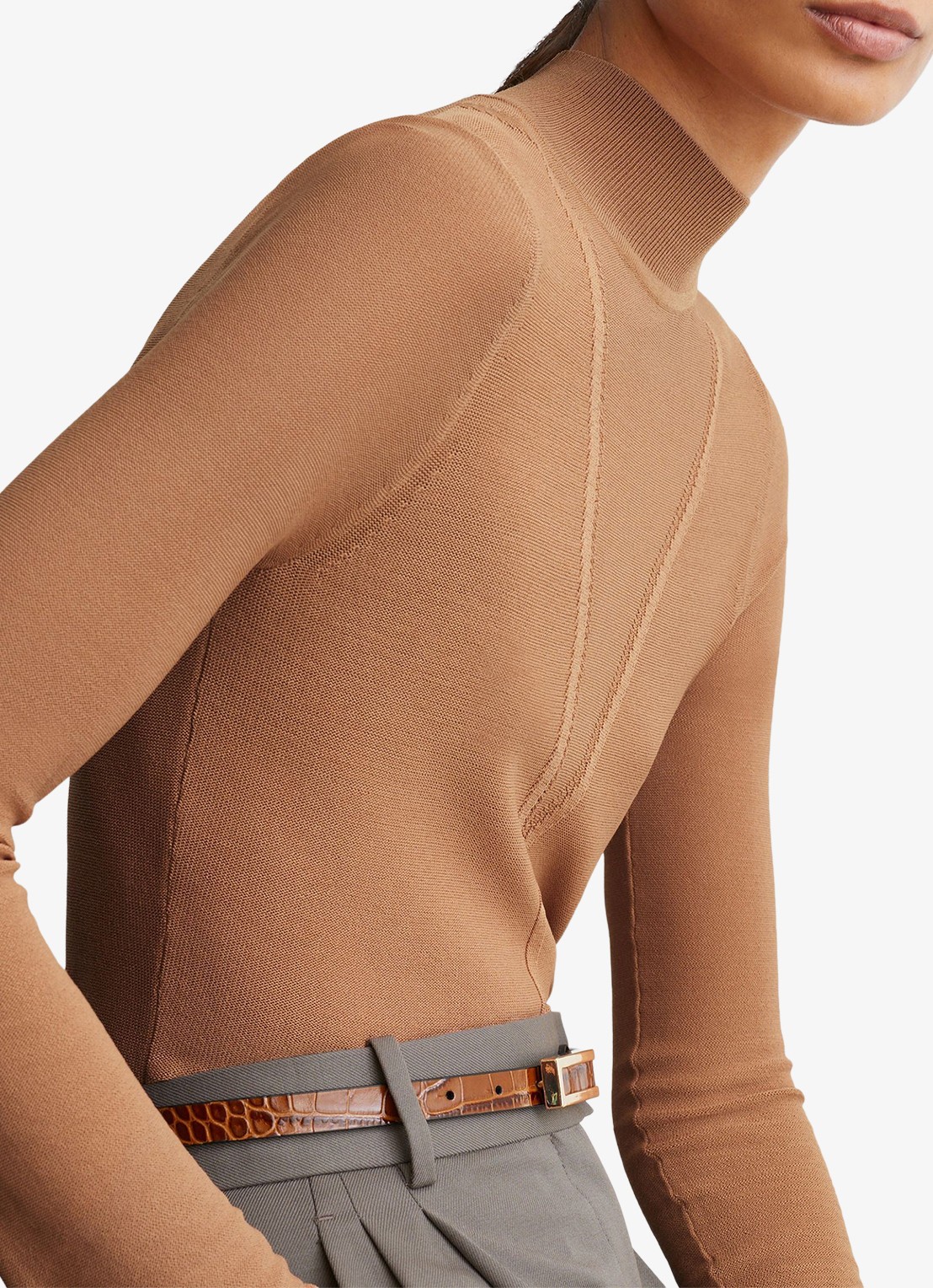 Reiss Selene gebreide top met transparante details - detail 2 camel