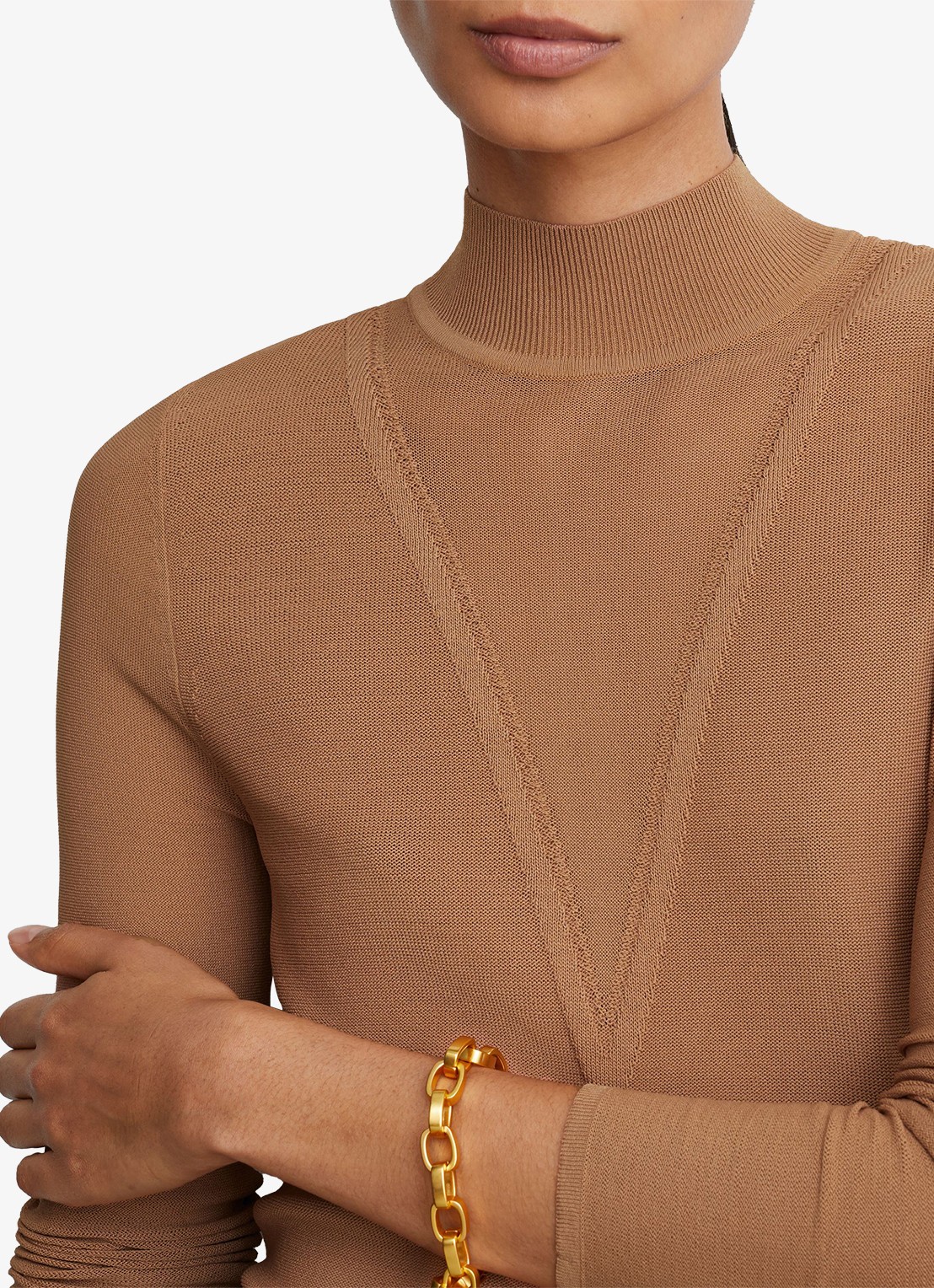 Reiss Selene gebreide top met transparante details - detail 3 camel