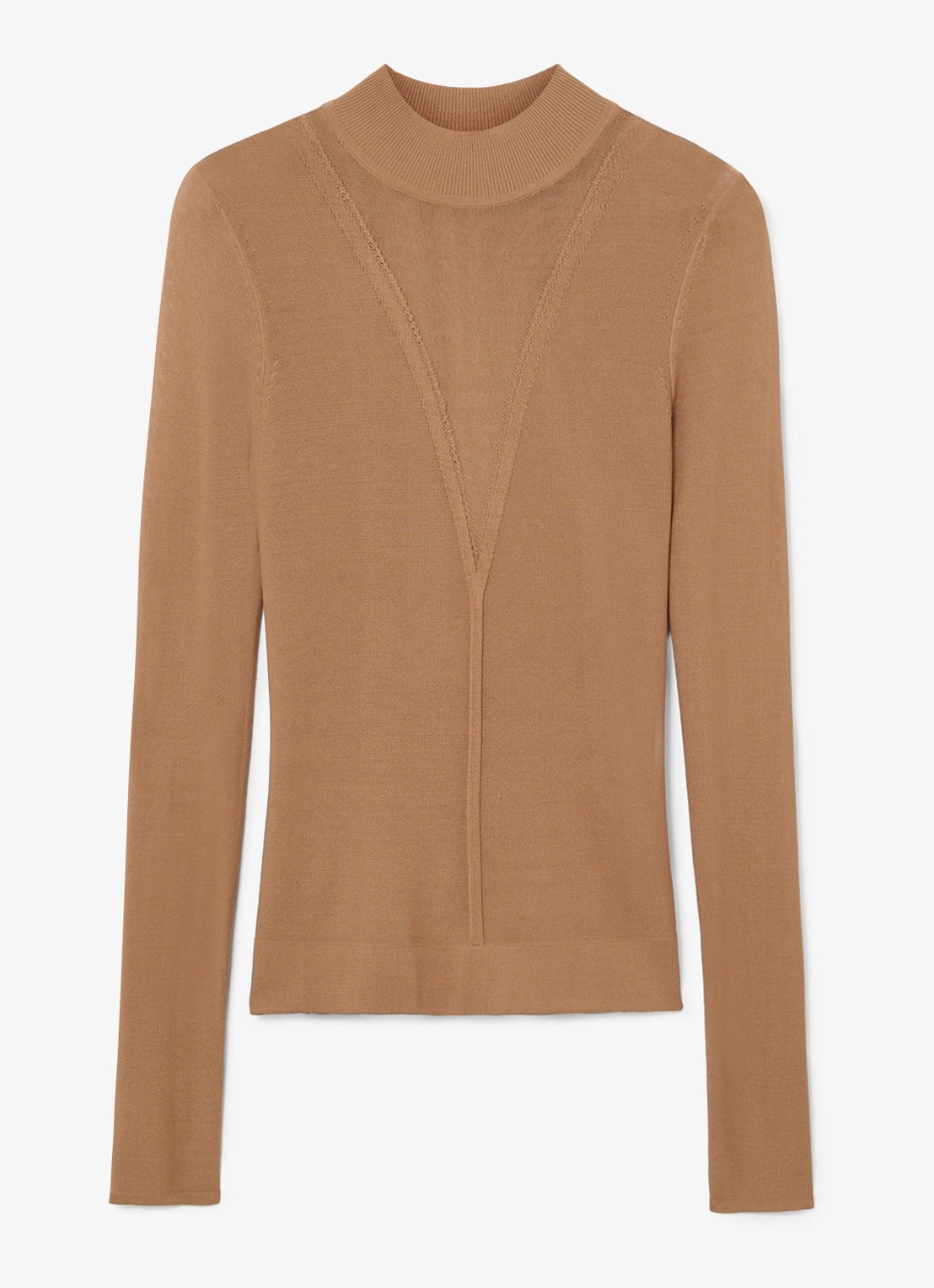 Reiss Selene gebreide top met transparante details - voorkant 5 camel