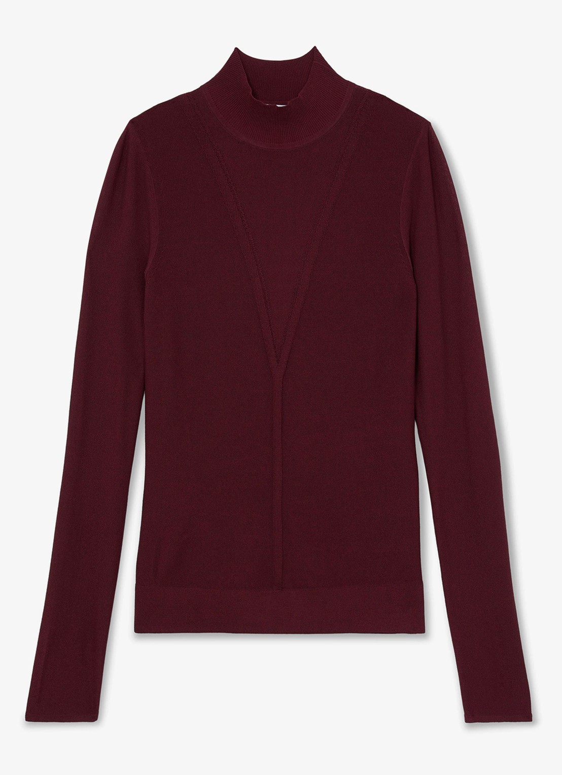 Reiss Selene gebreide top met transparante details - voorkant 2 bordeauxrood