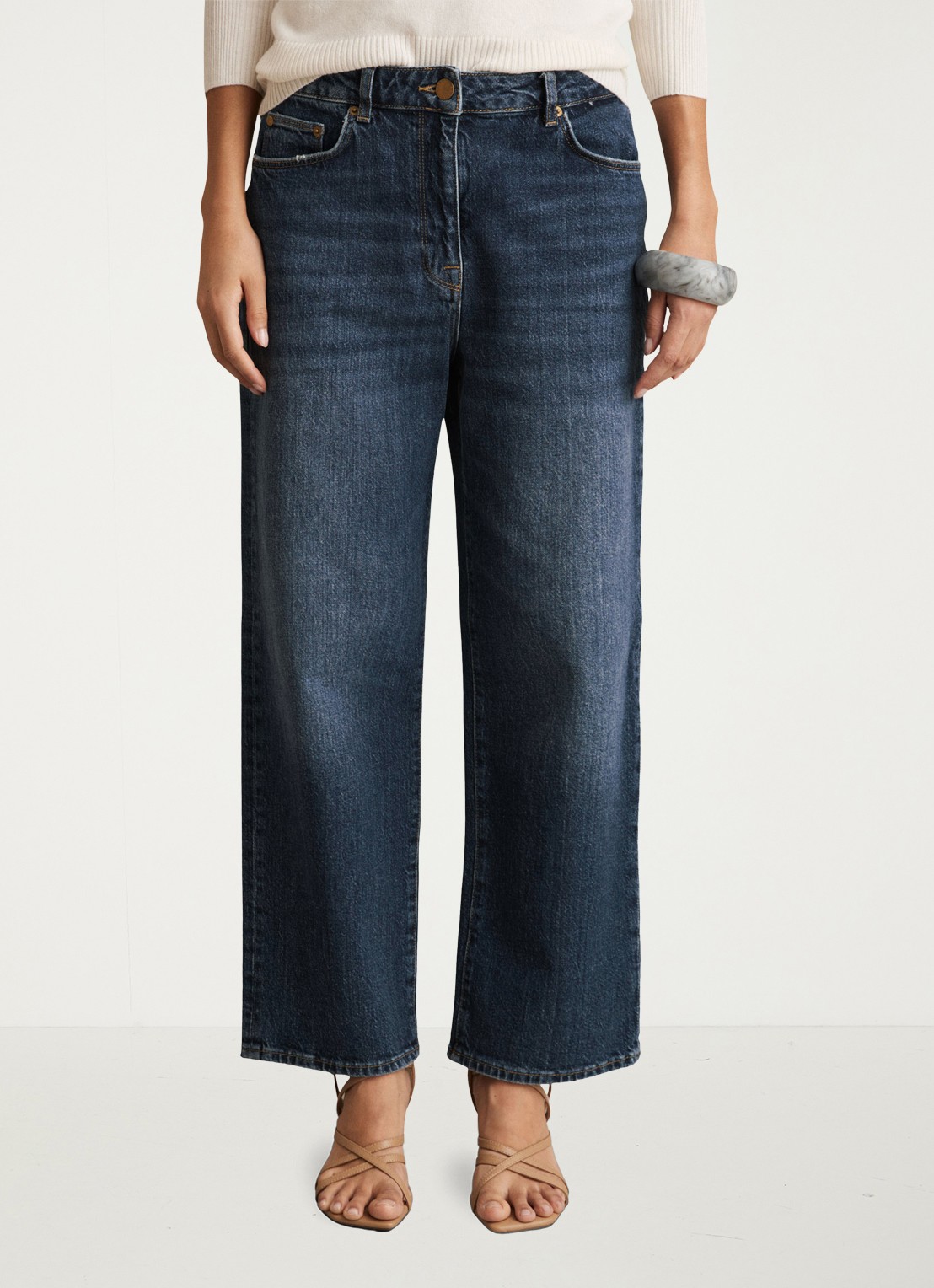 Reiss SELIN Mid-Rise Straight-Leg Jeans - detail 3 blauw