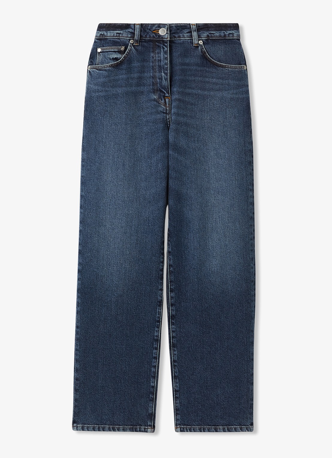 Reiss SELIN Mid-Rise Straight-Leg Jeans - voorkant blauw