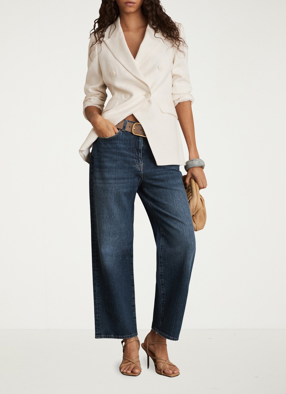 Reiss SELIN Mid-Rise Straight-Leg Jeans - voorkant 2 blauw