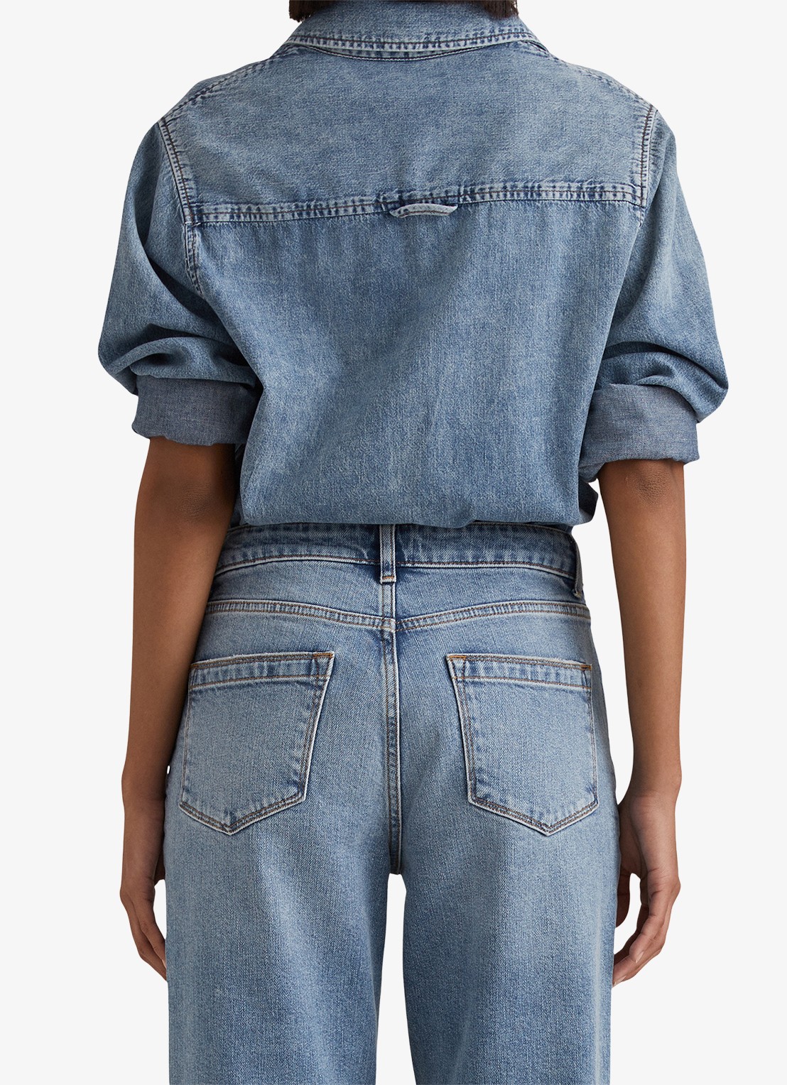 Reiss SELIN Mid-Rise Straight-Leg Jeans - achterkant 3 lichtblauw