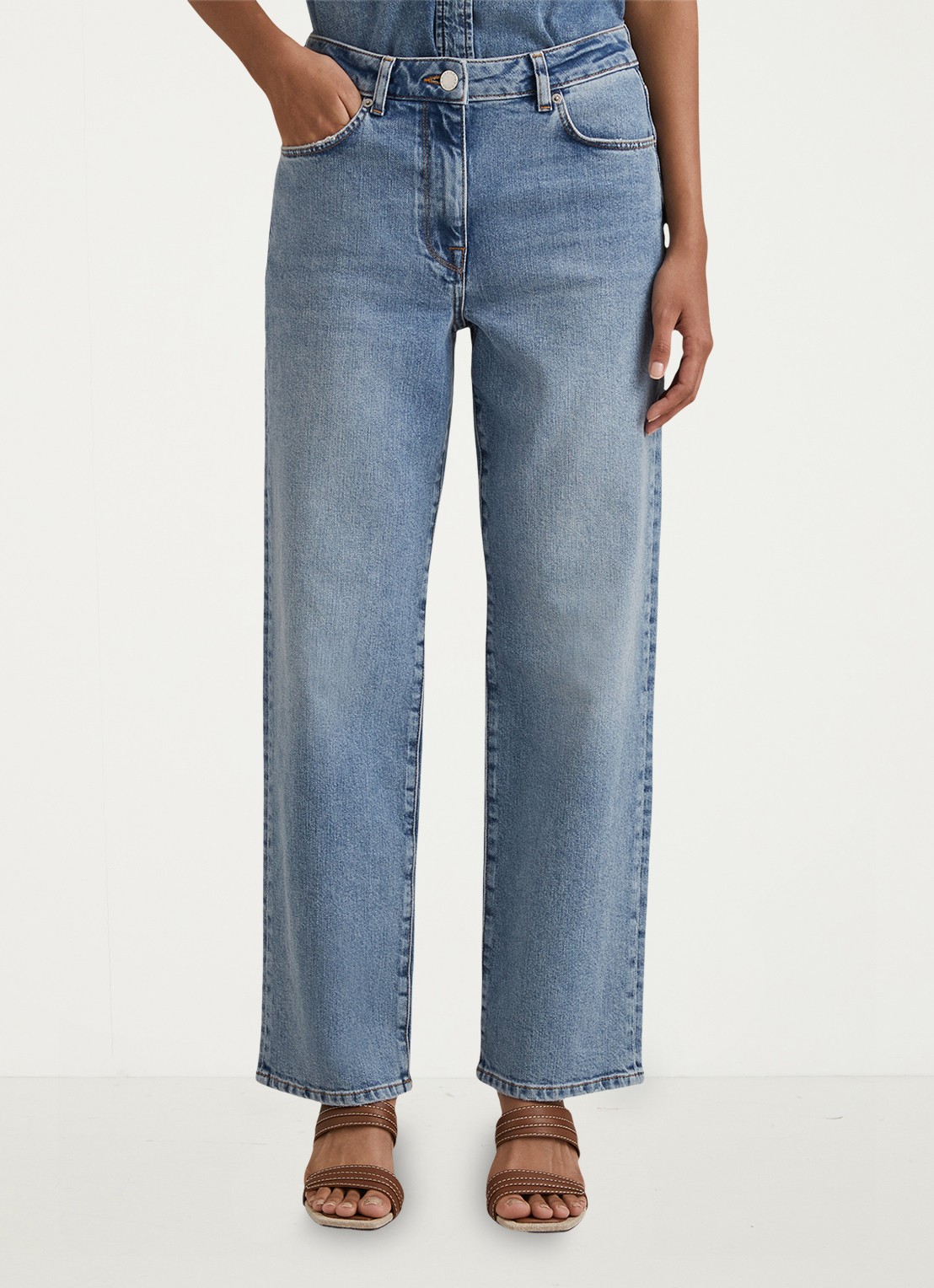 Reiss SELIN Mid-Rise Straight-Leg Jeans - detail 4 lichtblauw