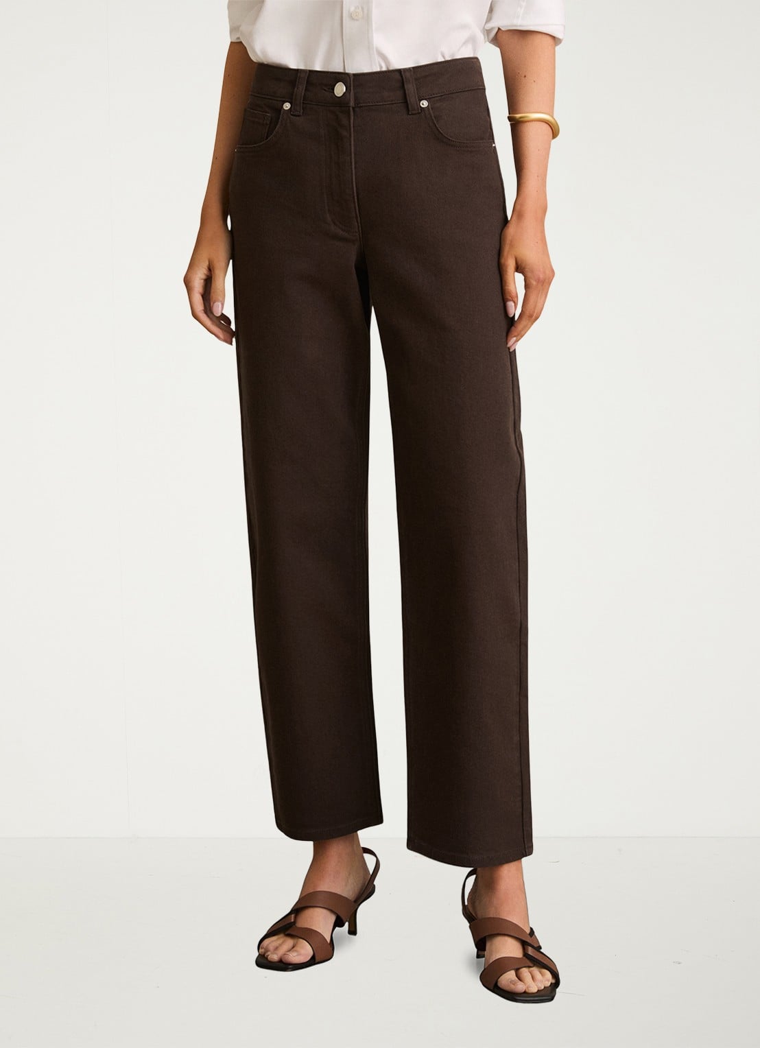 Reiss SELIN Mid-Rise Straight-Leg Jeans - detail 2 chocoladebruin