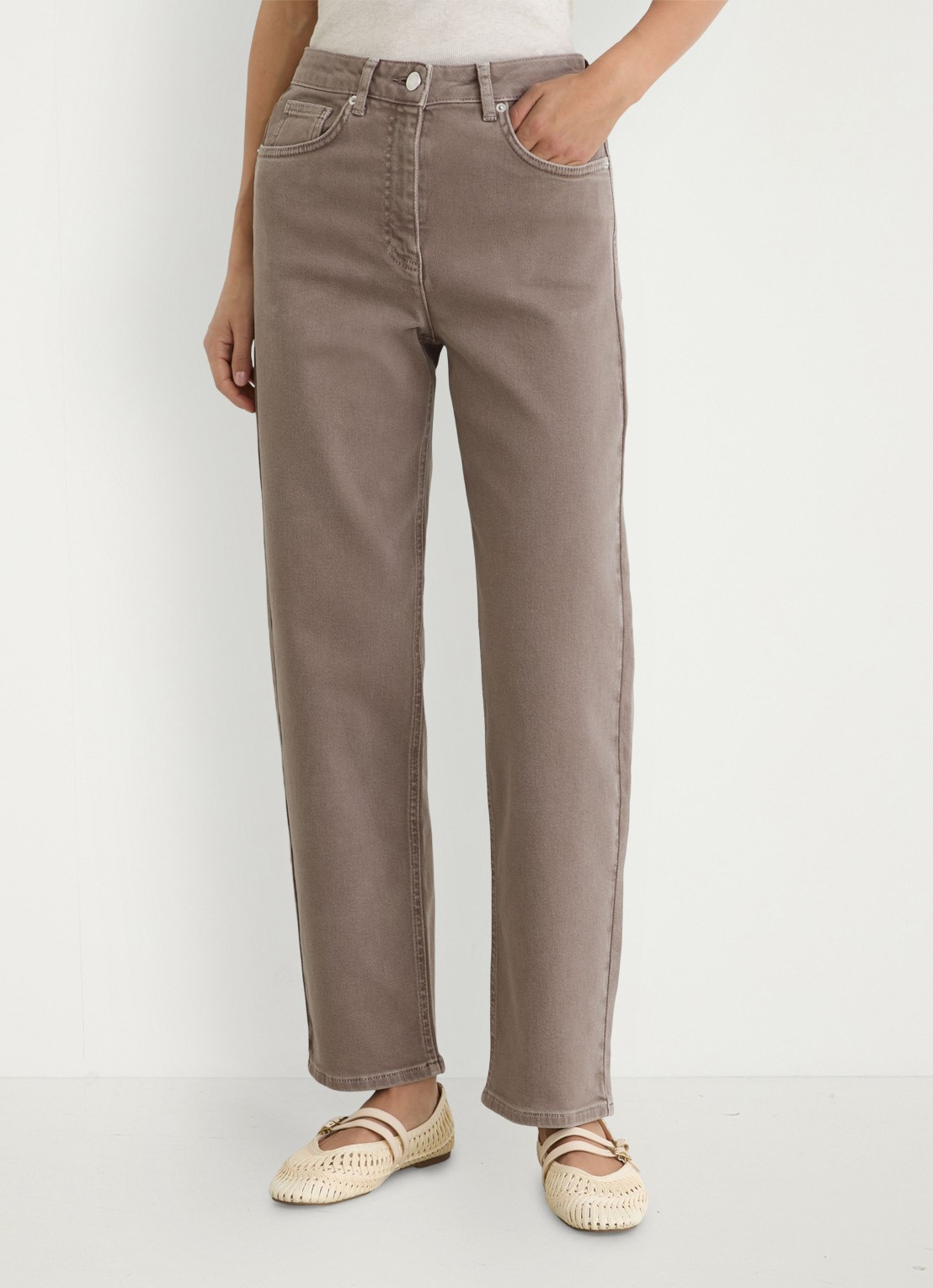 Reiss SELIN Mid-Rise Straight-Leg Jeans - detail naturel