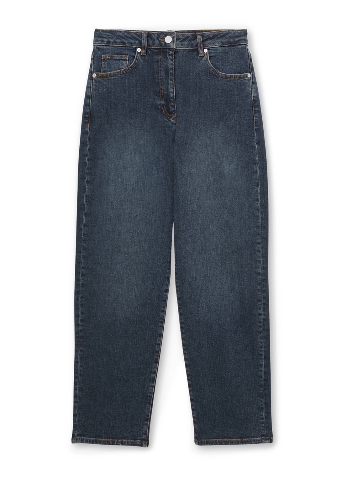 Reiss Selin mid waist straight fit jeans  - voorkant 5 petrol
