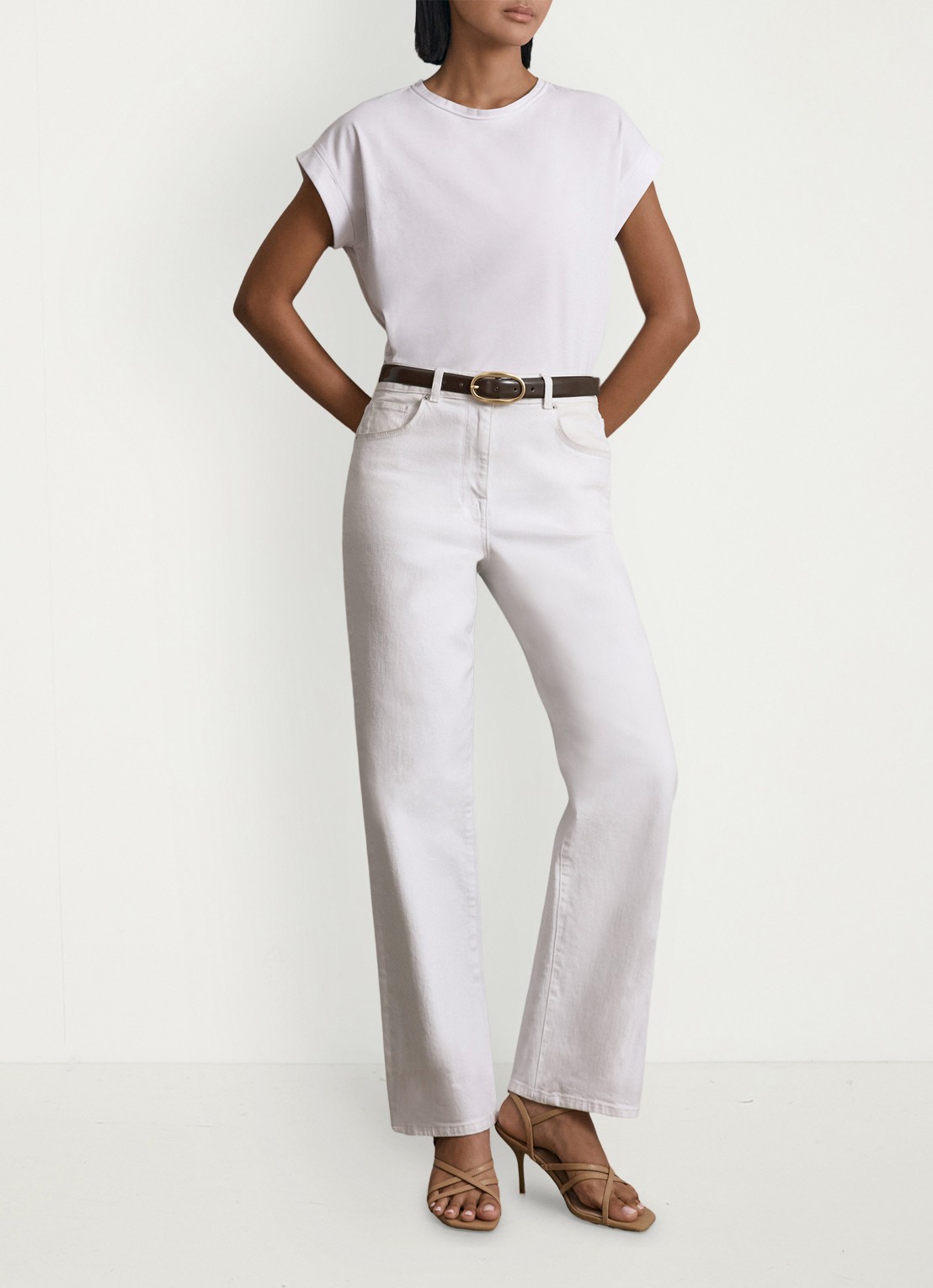 Reiss Selin mid waist straight leg jeans met steekzakken - voorkant 2 wit