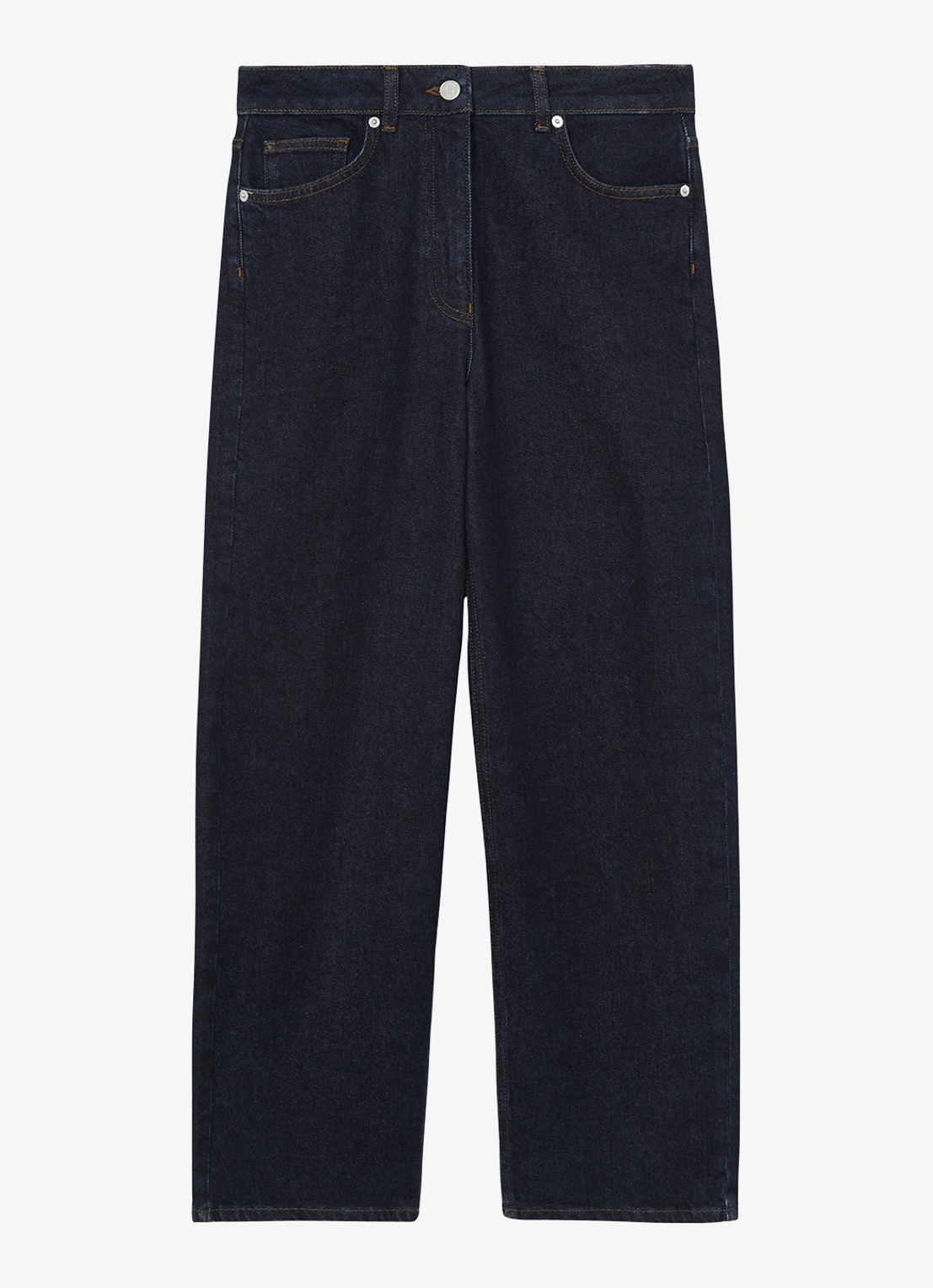 Reiss Selin mid waist straight leg jeans met steekzakken - voorkant donkerblauw