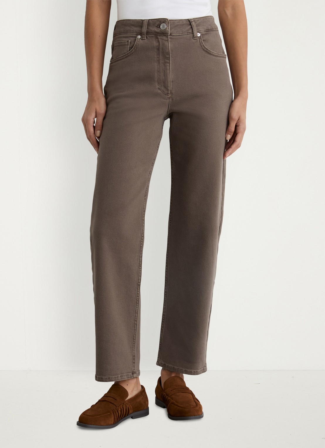 Reiss Selin mid waist straight leg jeans met steekzakken - detail 4 bruin