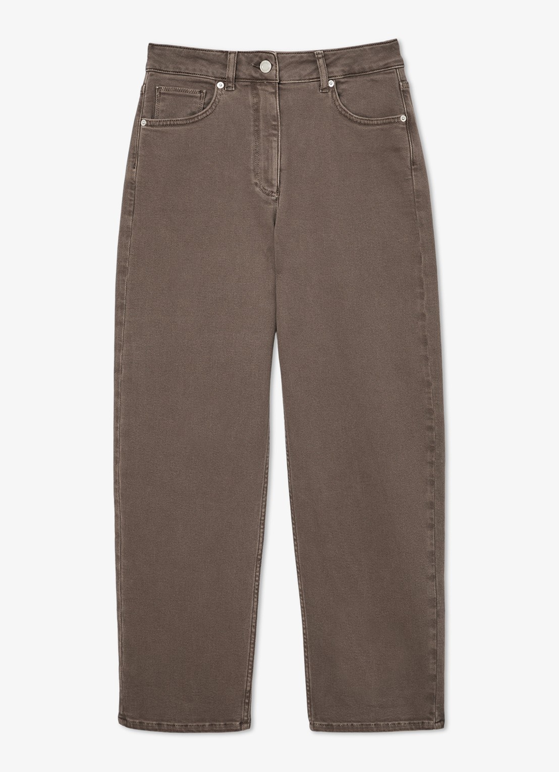 Reiss Selin mid waist straight leg jeans met steekzakken - voorkant bruin