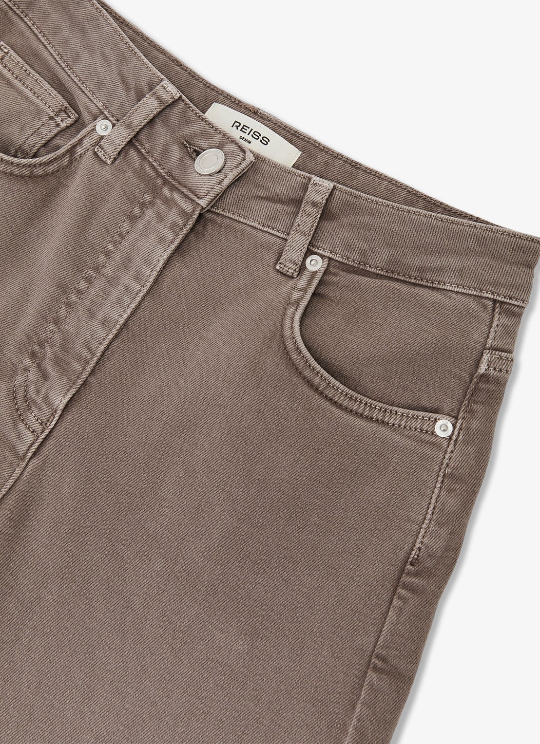 Reiss Selin mid waist straight leg jeans met steekzakken - detail 7 naturel
