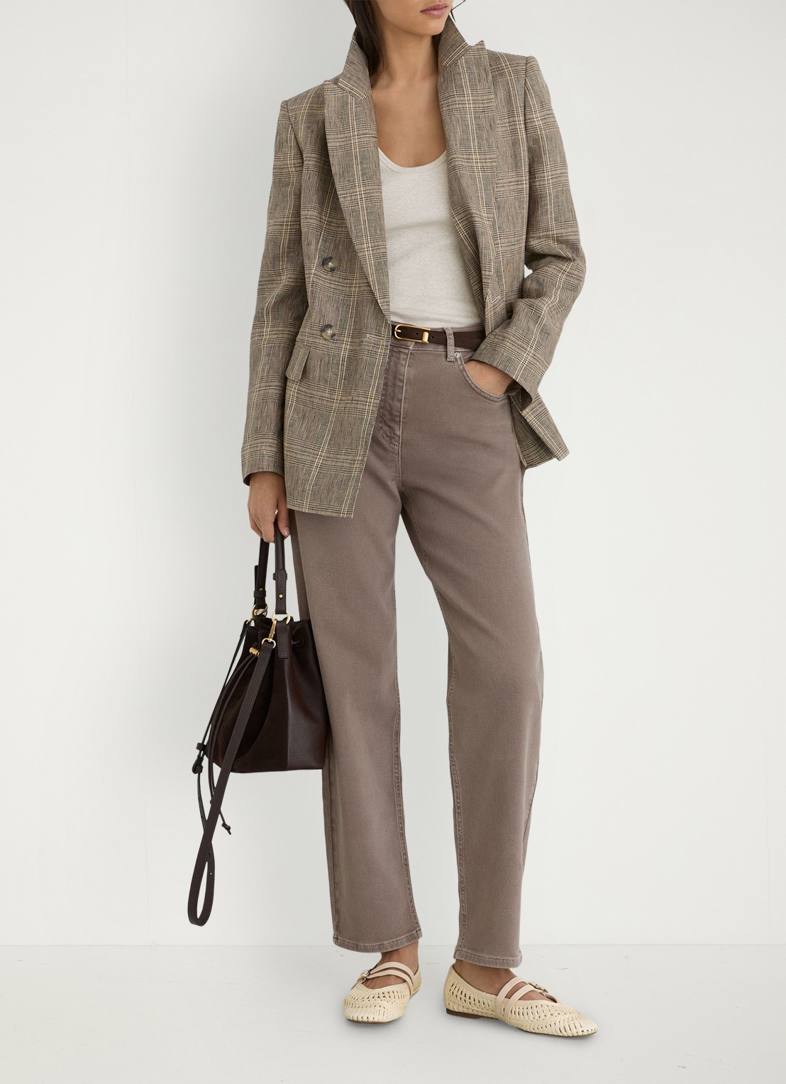 Reiss Selin mid waist straight leg jeans met steekzakken - voorkant 3 naturel