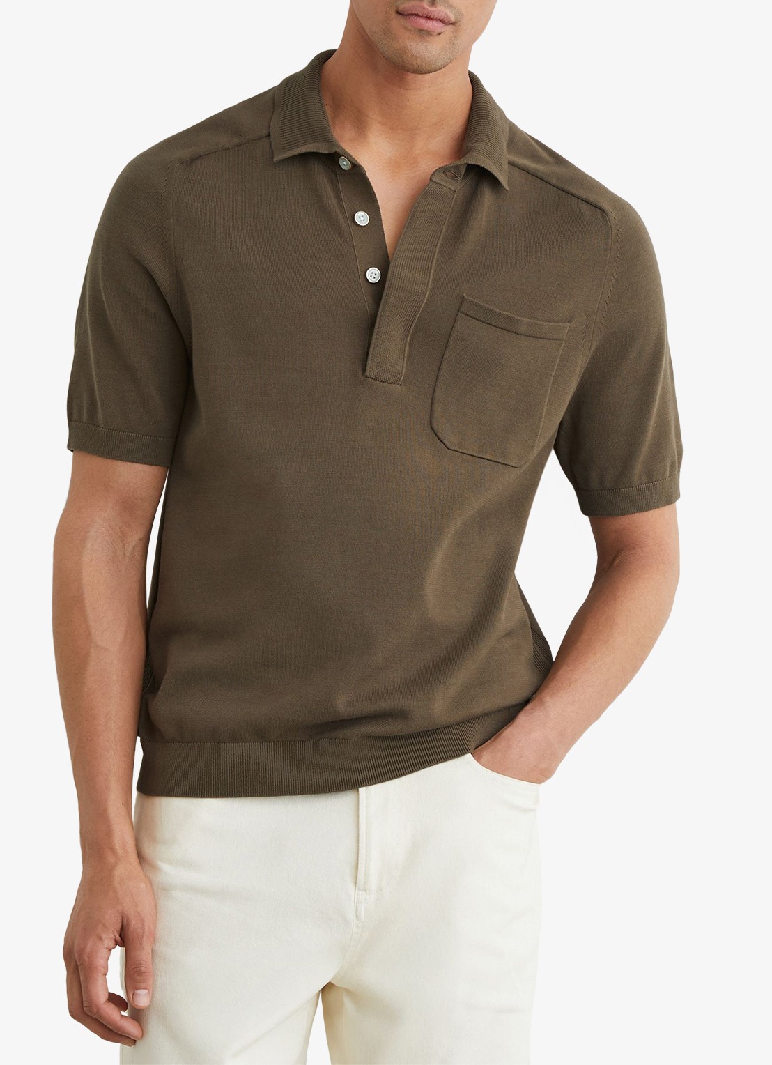 Reiss Selkirk regyular fit polo met borstzak - detail 4 bruin
