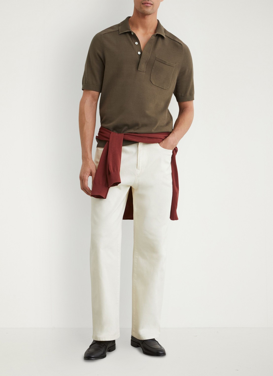Reiss Selkirk regyular fit polo met borstzak - voorkant 3 bruin