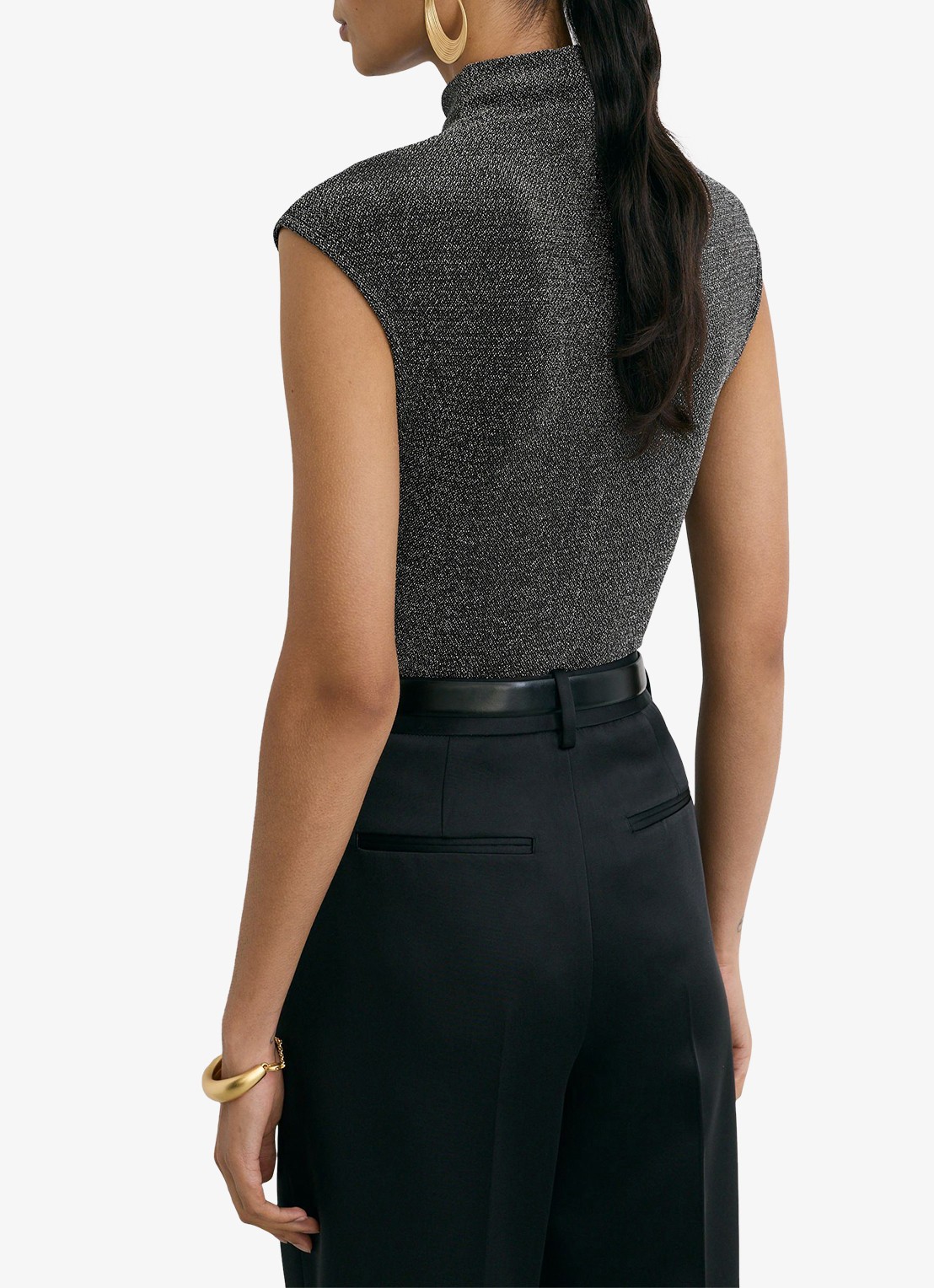 Reiss Seranne top met lurex - achterkant zilver