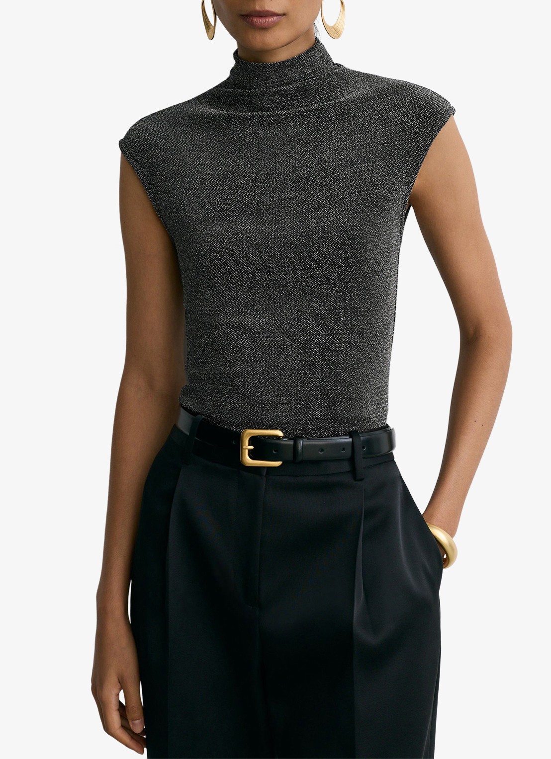 Reiss Seranne top met lurex - detail 4 zilver
