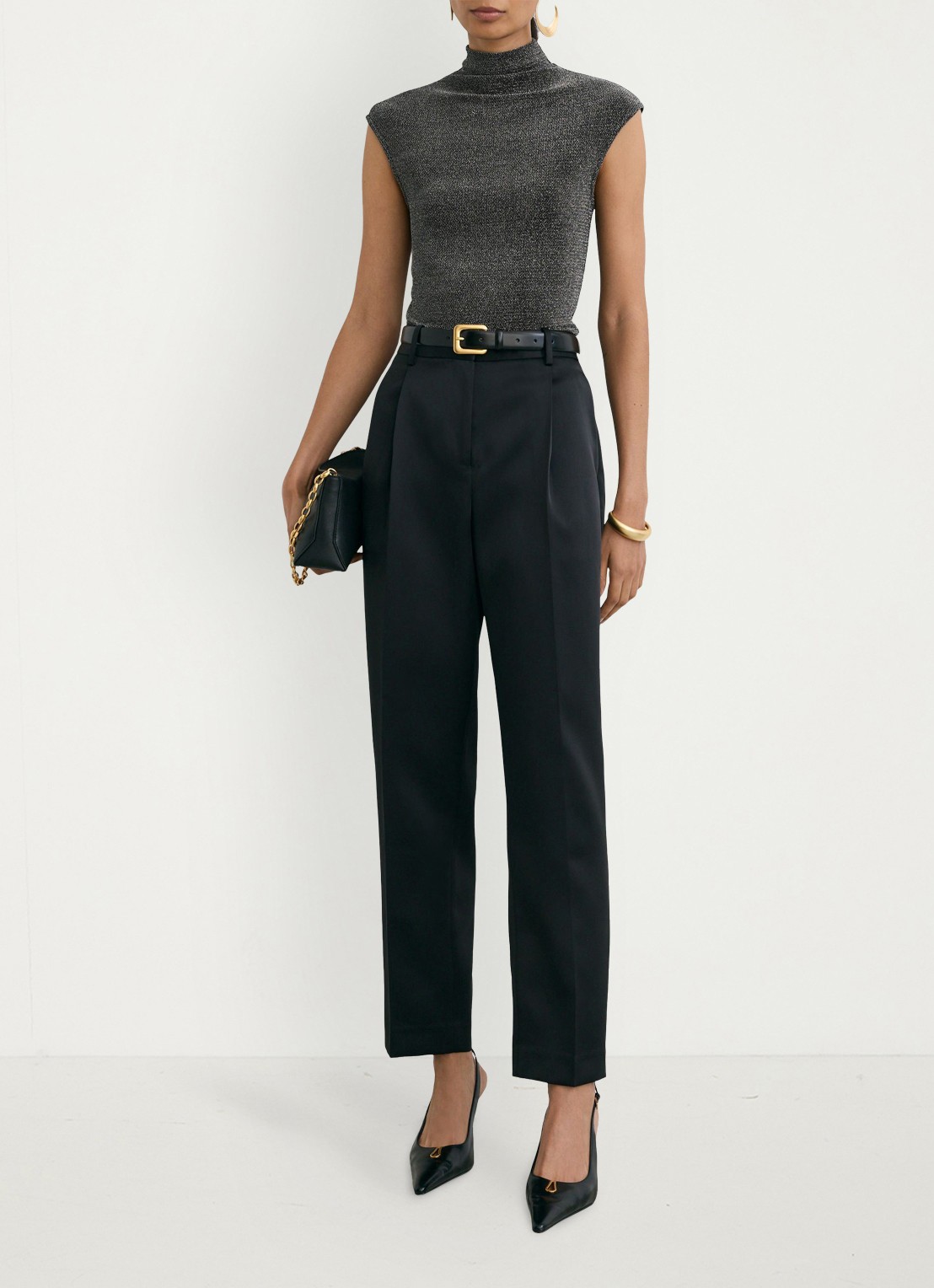 Reiss Seranne top met lurex - voorkant 3 zilver