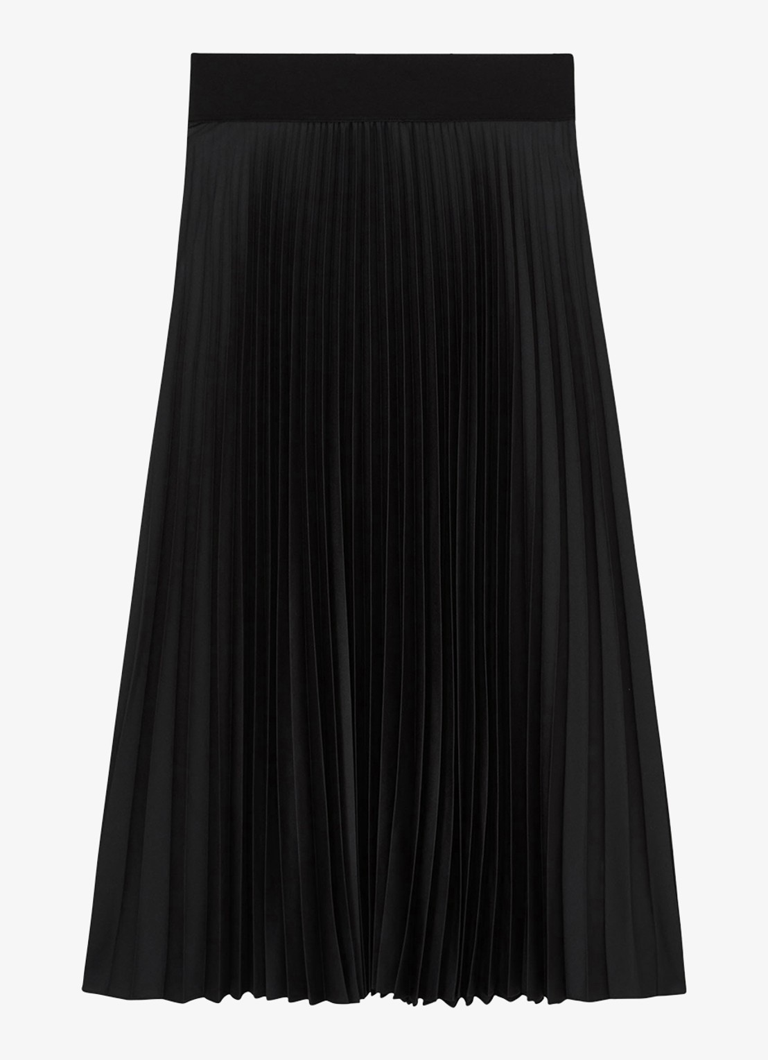 Reiss Seren midi rok met plissé - voorkant zwart