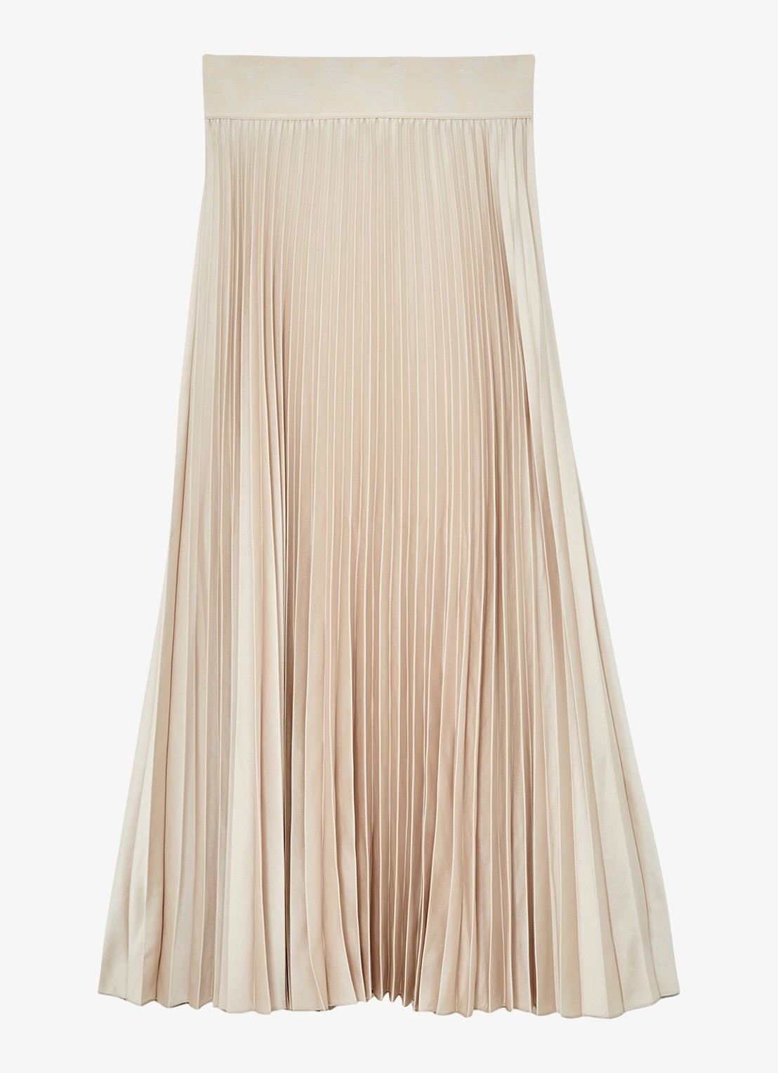 Reiss Seren midi rok met plissé - voorkant 2 beige