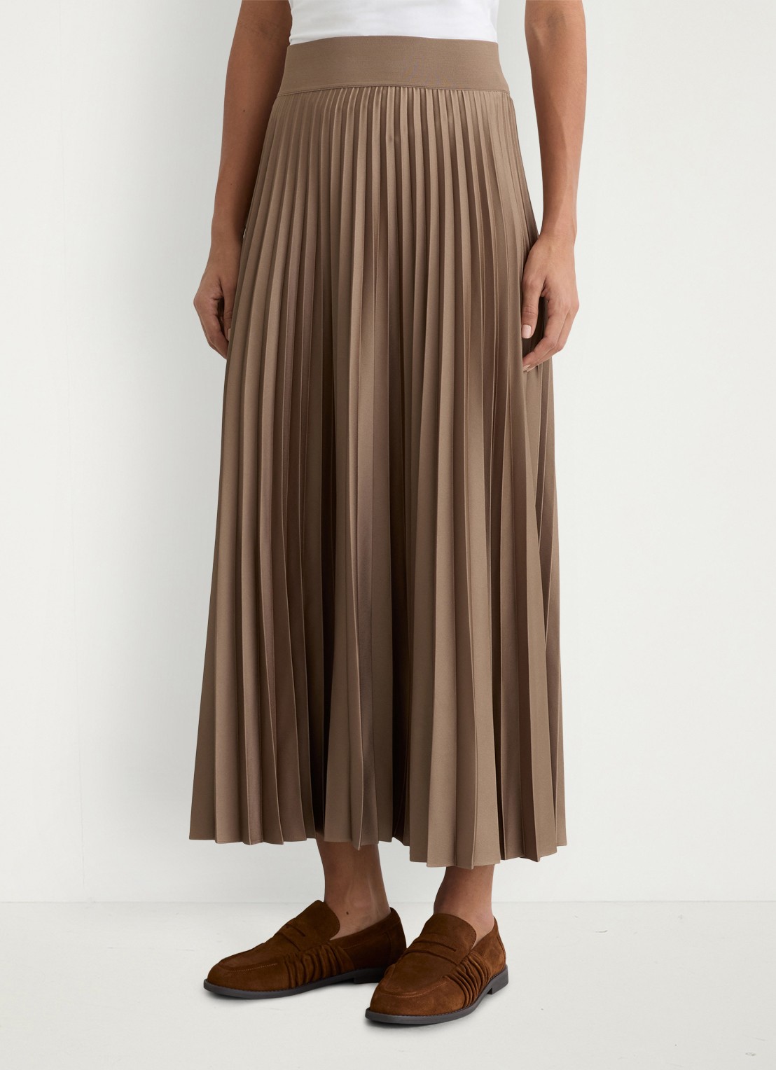 Reiss Seren midi rok met plissé - detail 4 camel