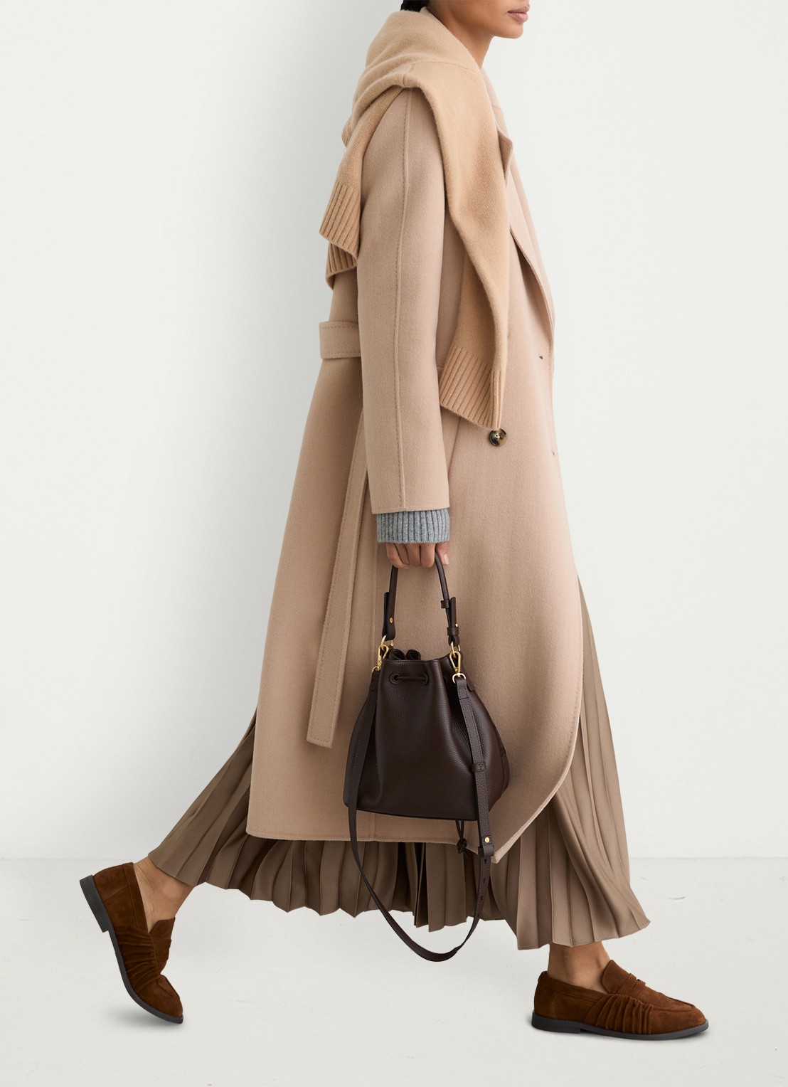 Reiss Seren midi rok met plissé - detail 7 camel