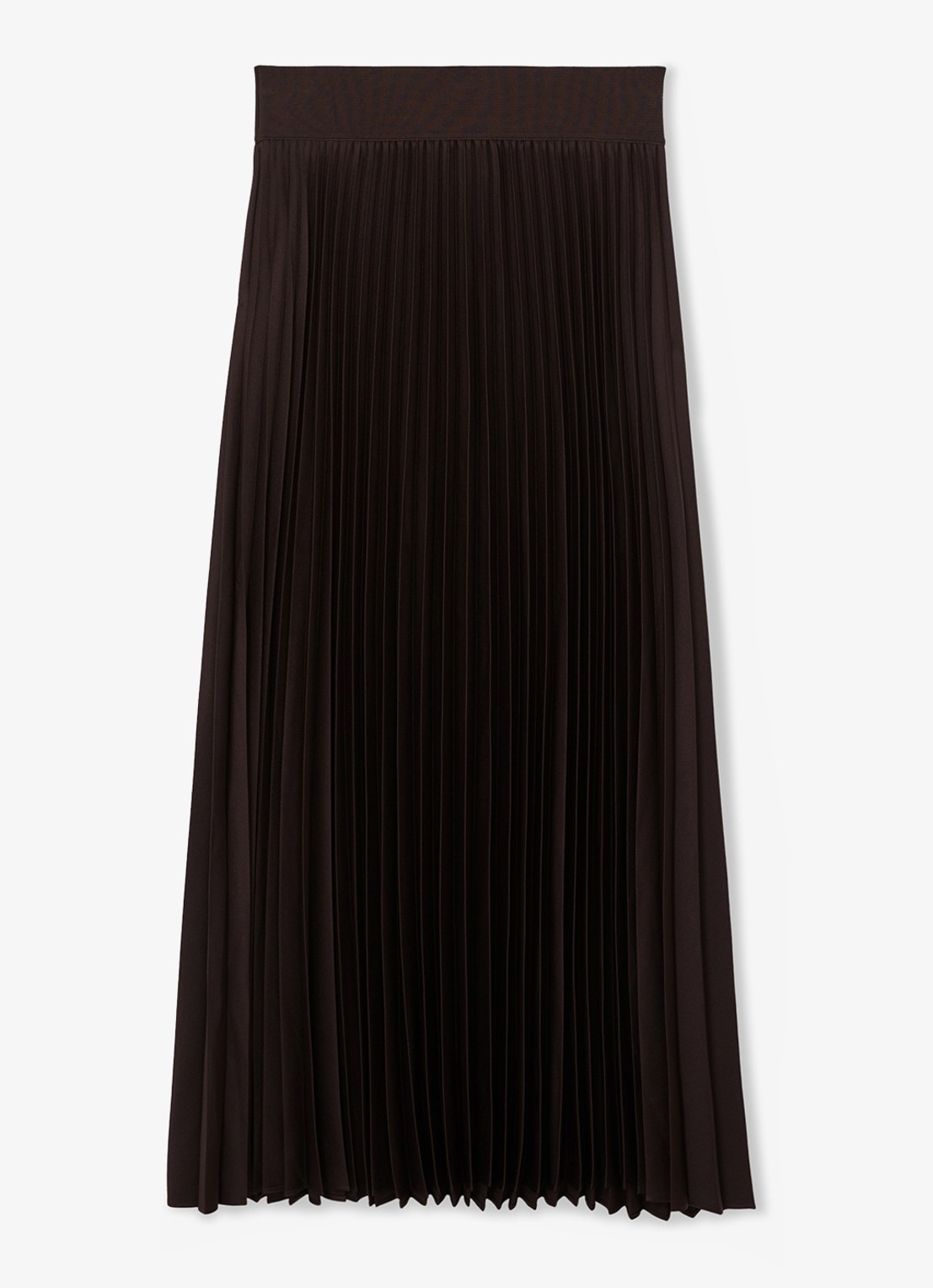 Reiss Seren midi rok met plissé - voorkant 2 chocoladebruin