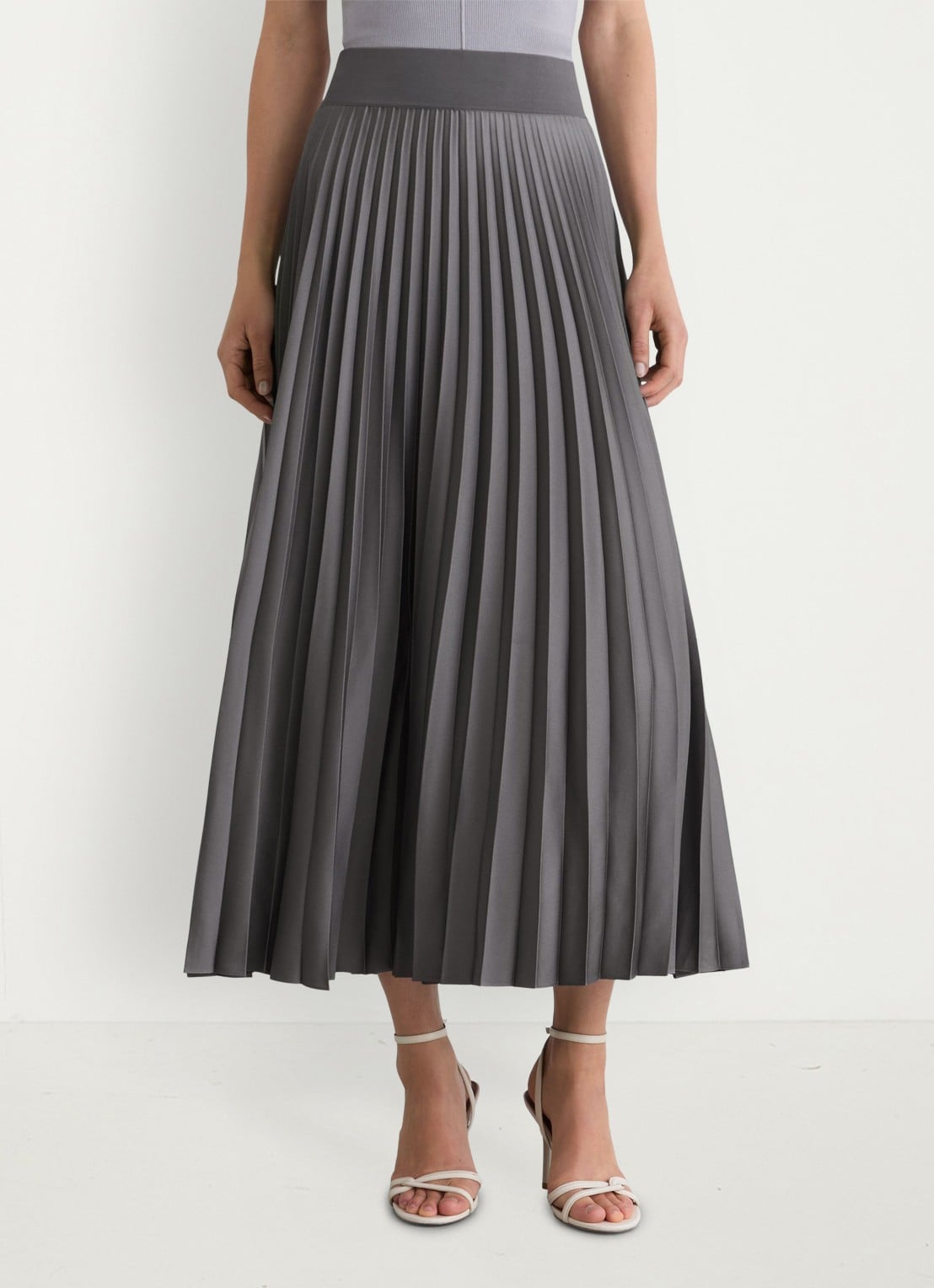 Reiss Seren midi rok met plissé - detail 3 grey / grijs